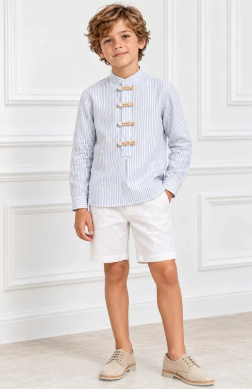 Camisa niño rayas Alamares celeste