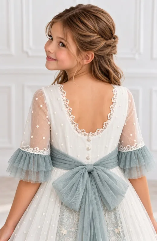 Vestido niña Comunión bordado Rama