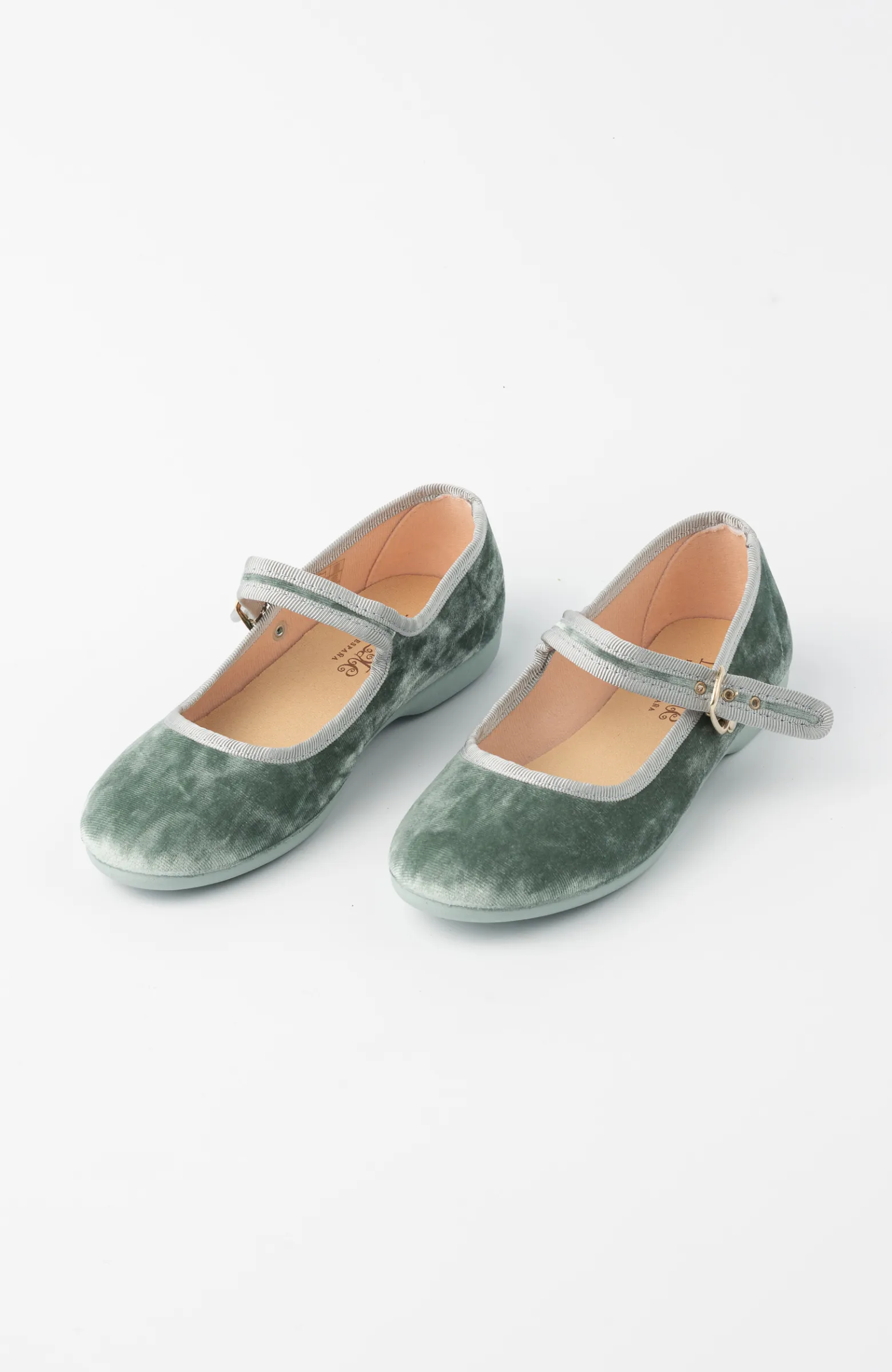 Zapatos niña terciopelo verde ceremonia