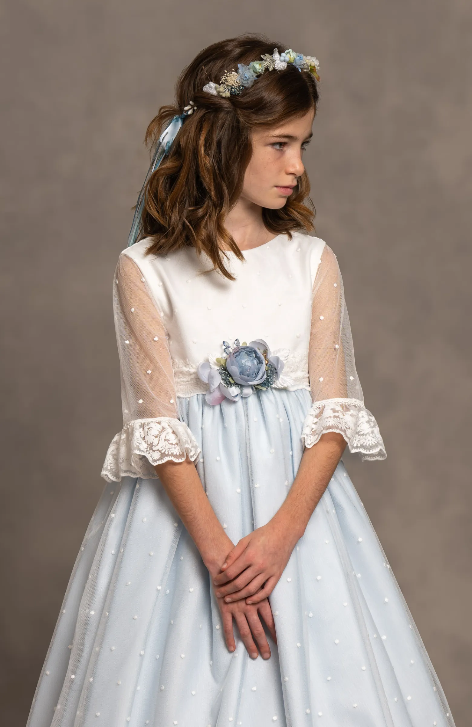 Vestido de Comunión niña Outlet con manga francesa