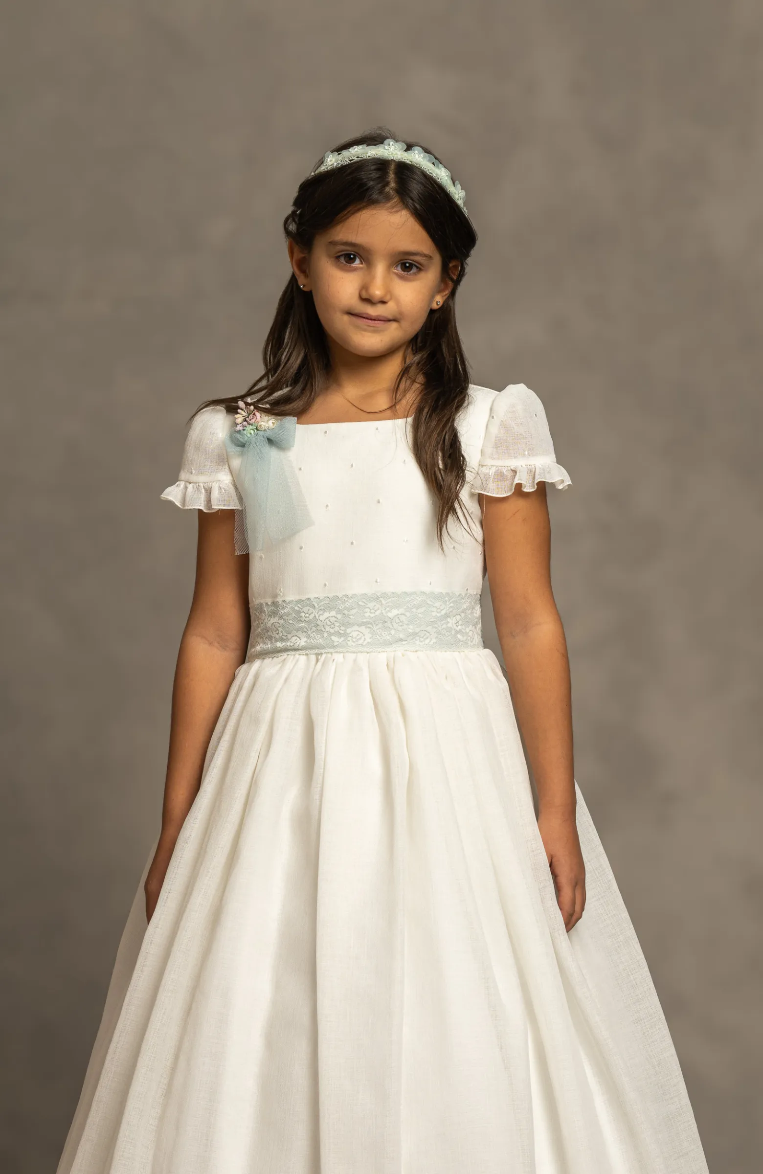 Vestido de Comunión niña Outlet elegante lazo verde