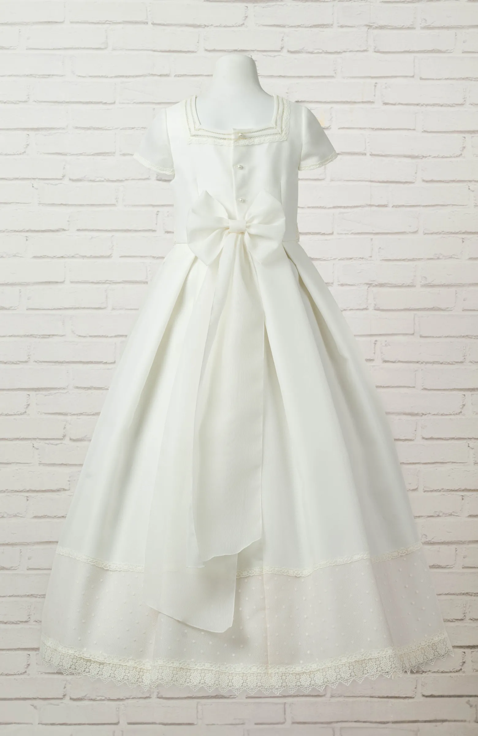 Vestido de Comunión niña Outlet escote cuadrado