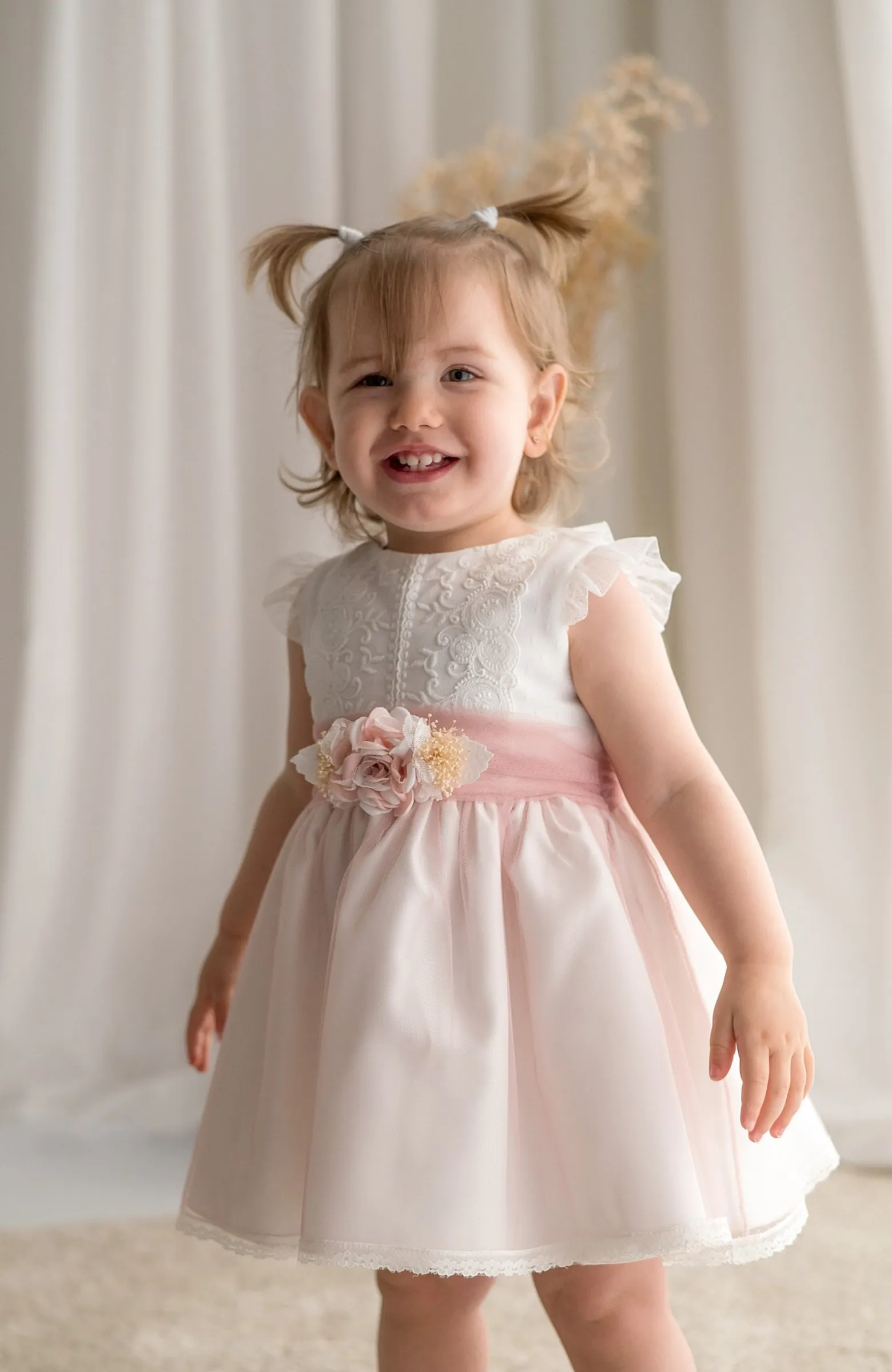 Vestido de Ceremonia rosa para niña bebé , ideal para Bautizo y cumpleaños