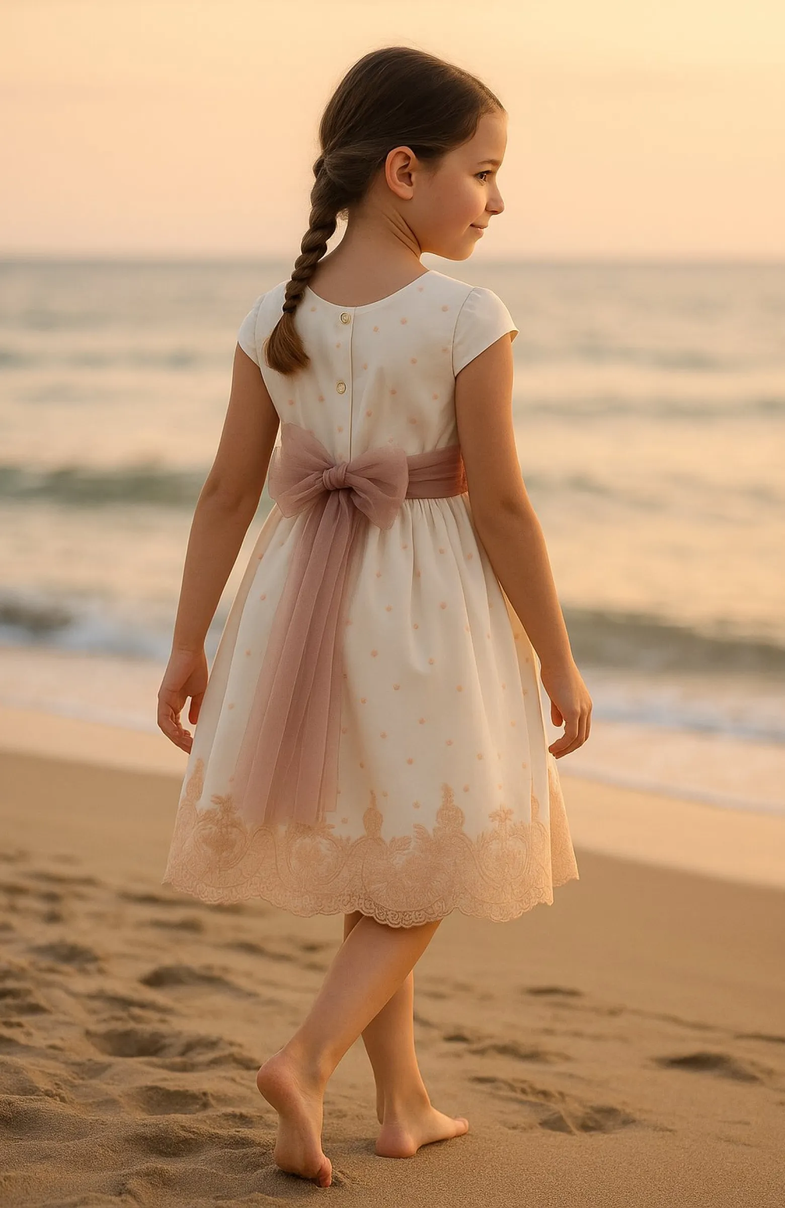 Vestido niña bordado ceremonia tonos rosas ideal para bodas de veranoverano 
