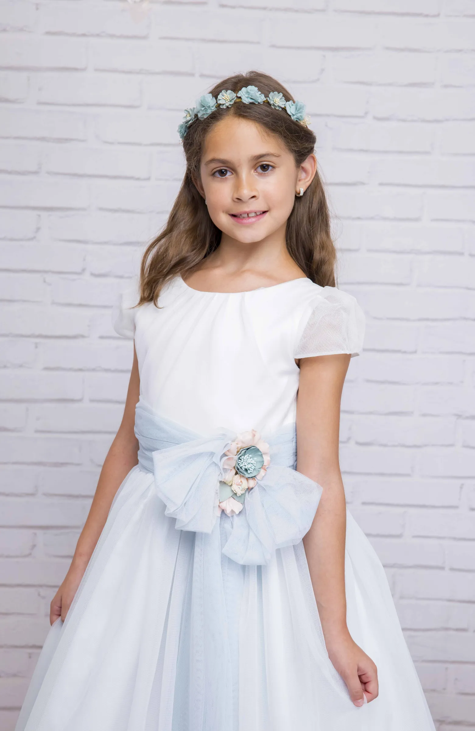 Vestido Comunión niña falda verde agua Dulce