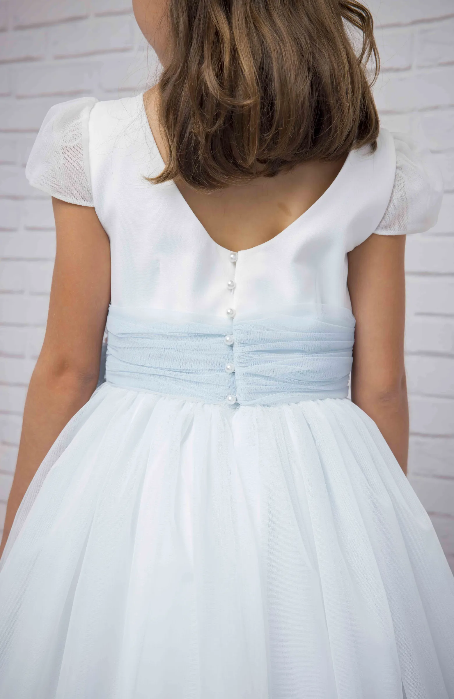 Vestido Comunión niña falda verde agua Dulce