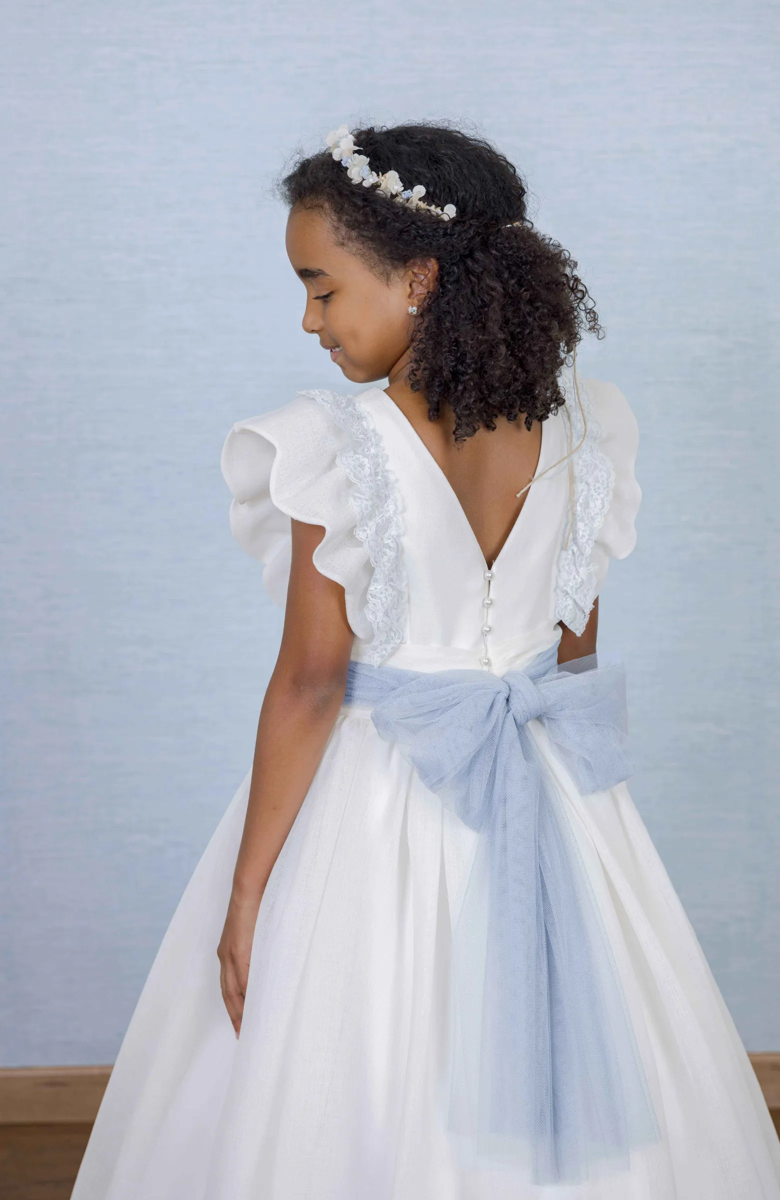 vestido Comunión niña volantes en pechera Claude
