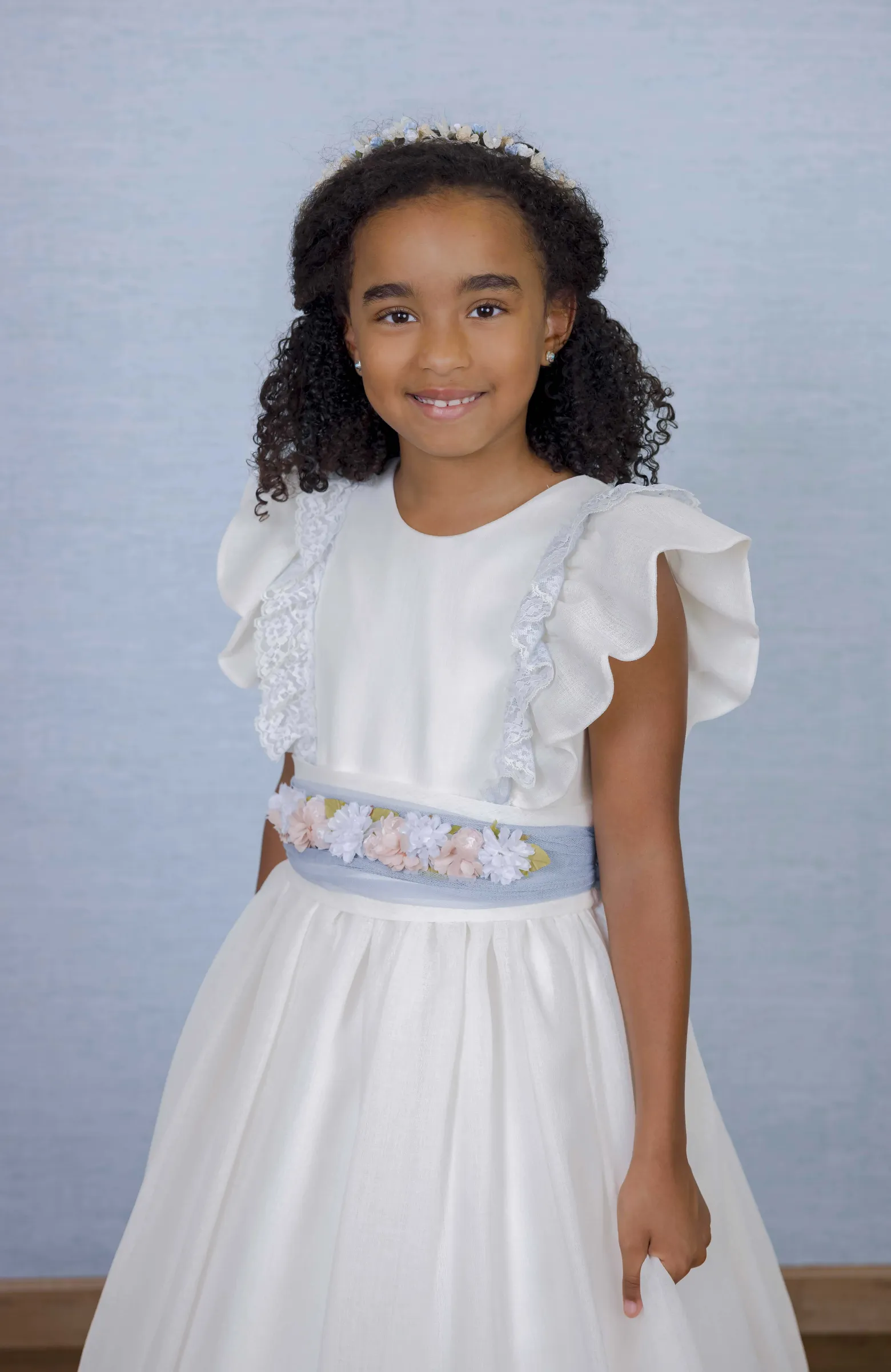 vestido Comunión niña volantes en pechera Claude