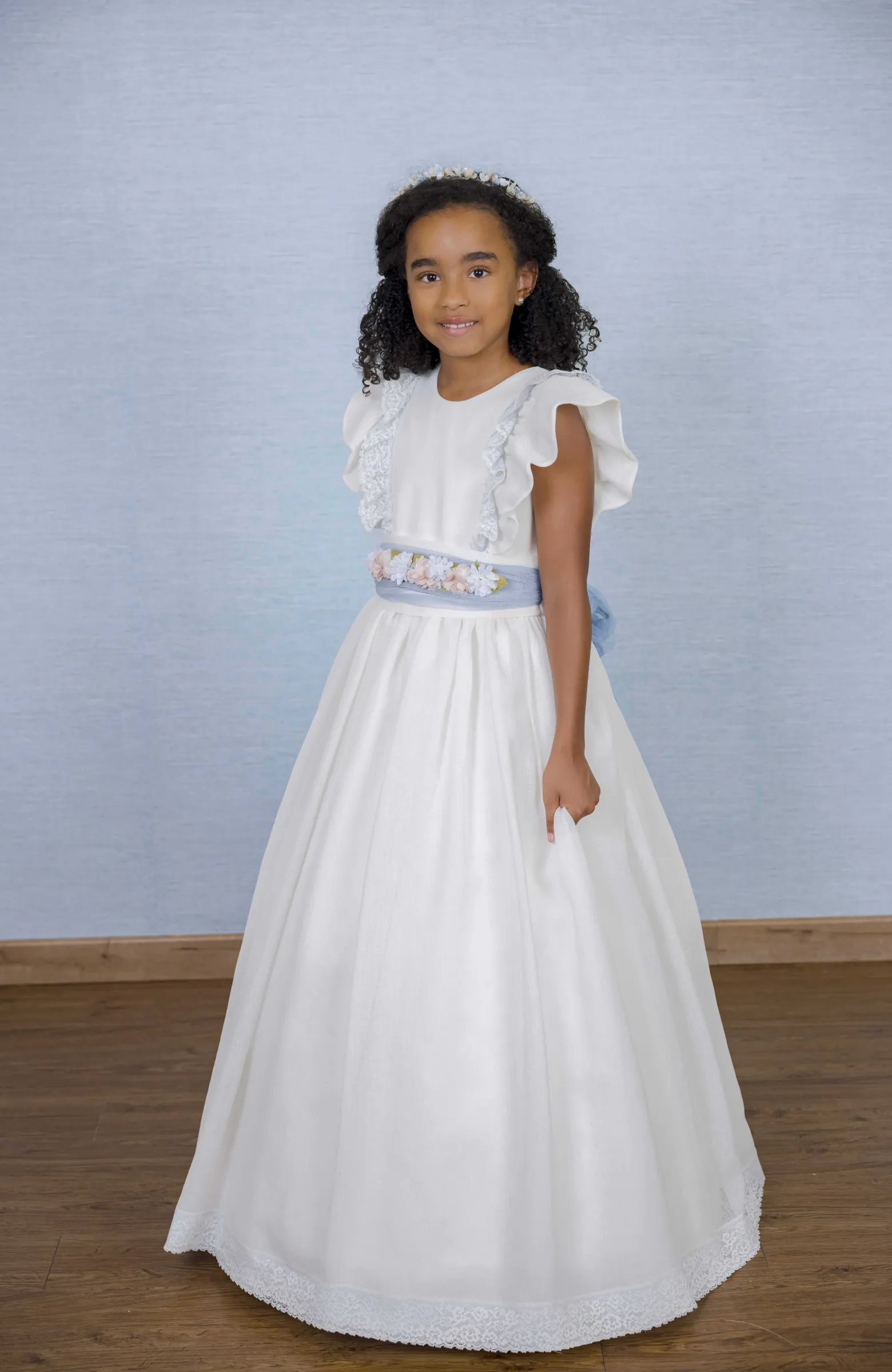 vestido Comunión niña volantes en pechera Claude