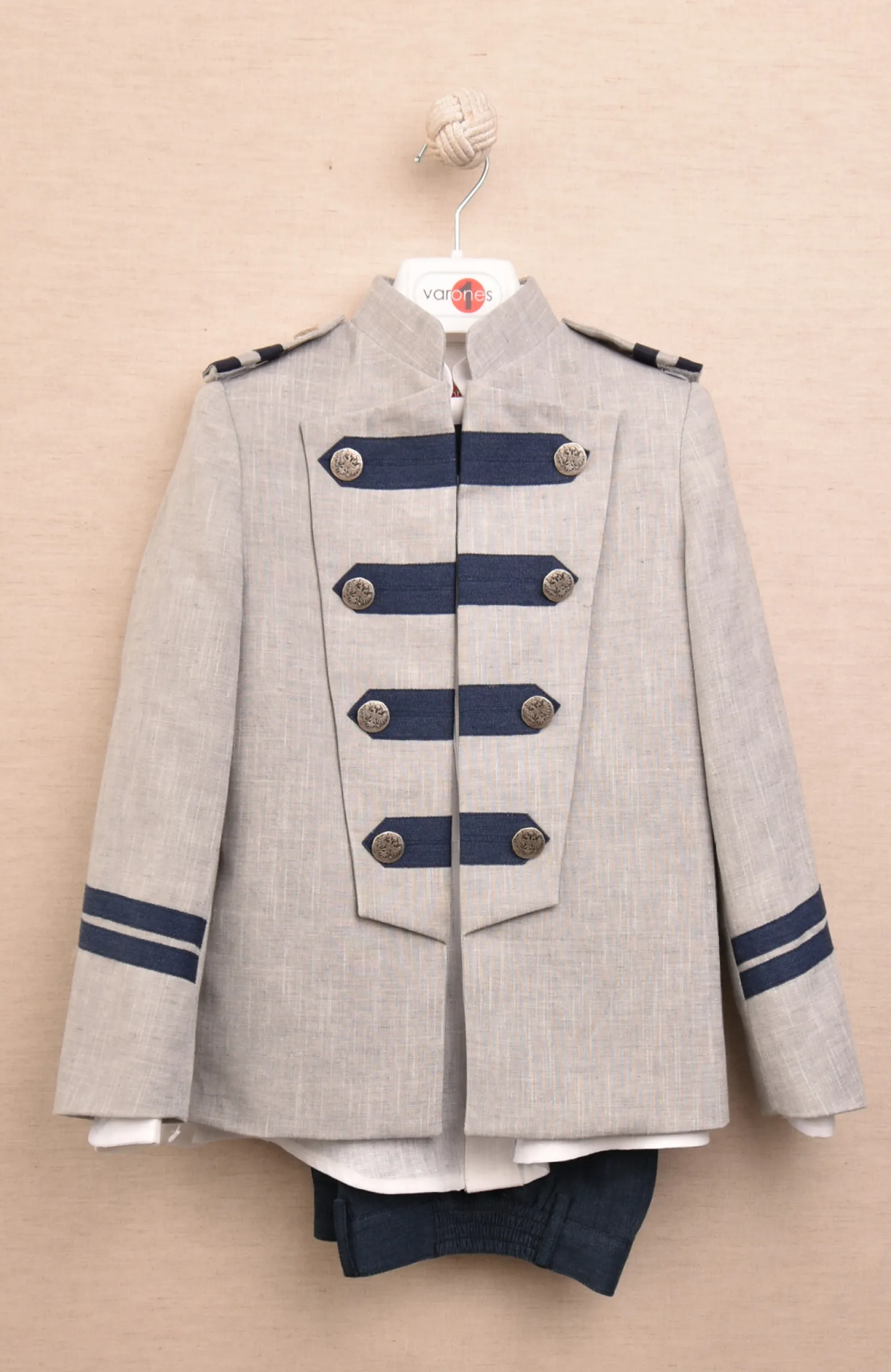Traje de Comunión niño de lino gris Tommaso