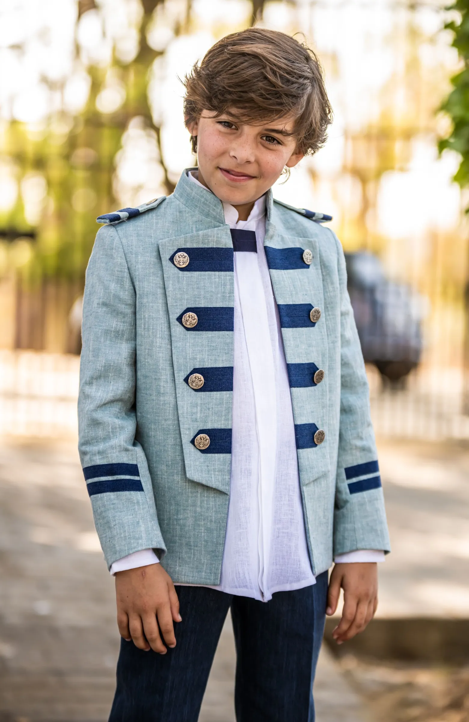 Traje de Comunión niño de lino gris Tommaso