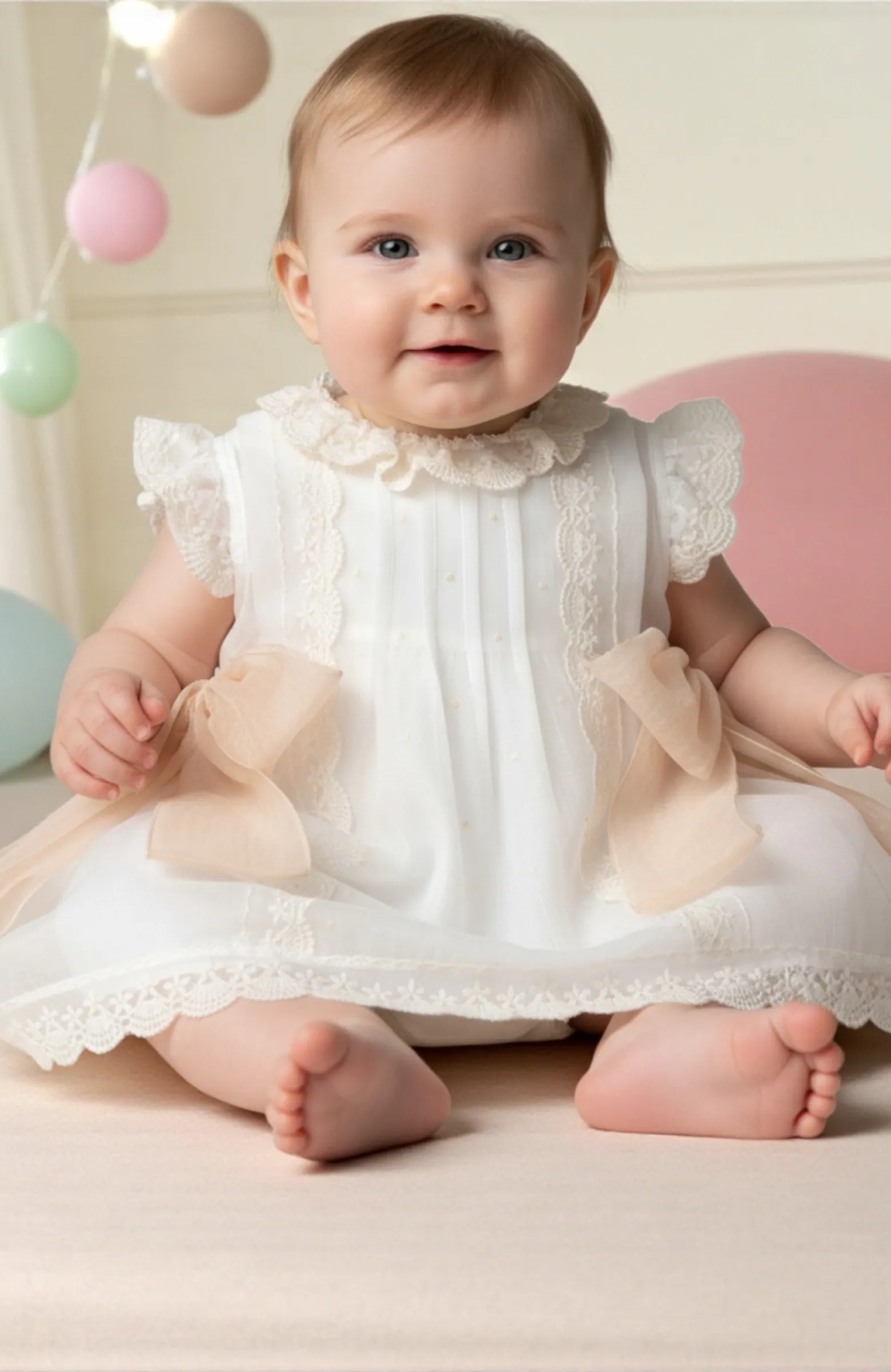 Vestido Bautizo bebé bordado made in Spain