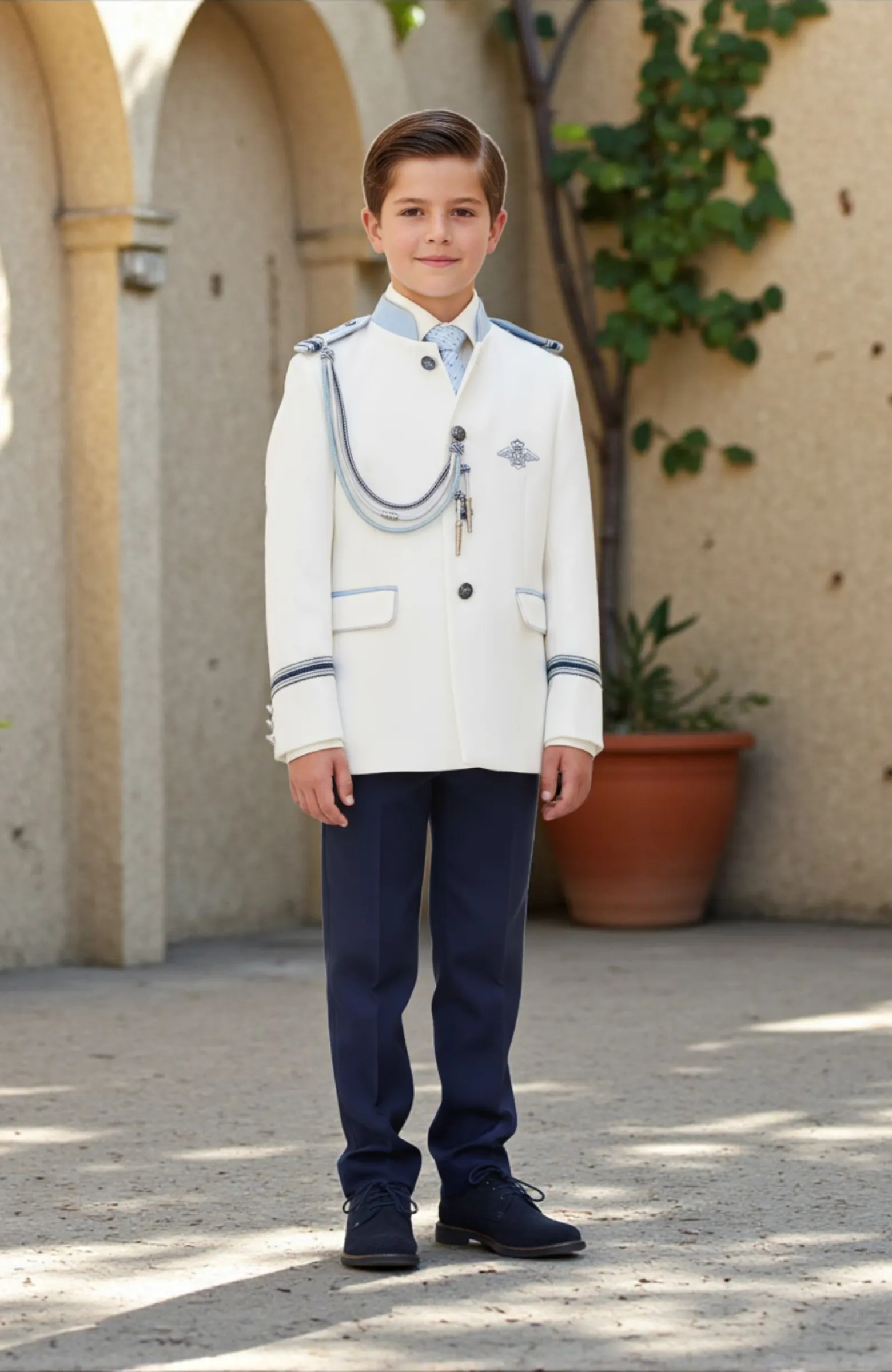 Almirante niño Comunión Kombi Traje de Comunión almirante combinado con cuello mao