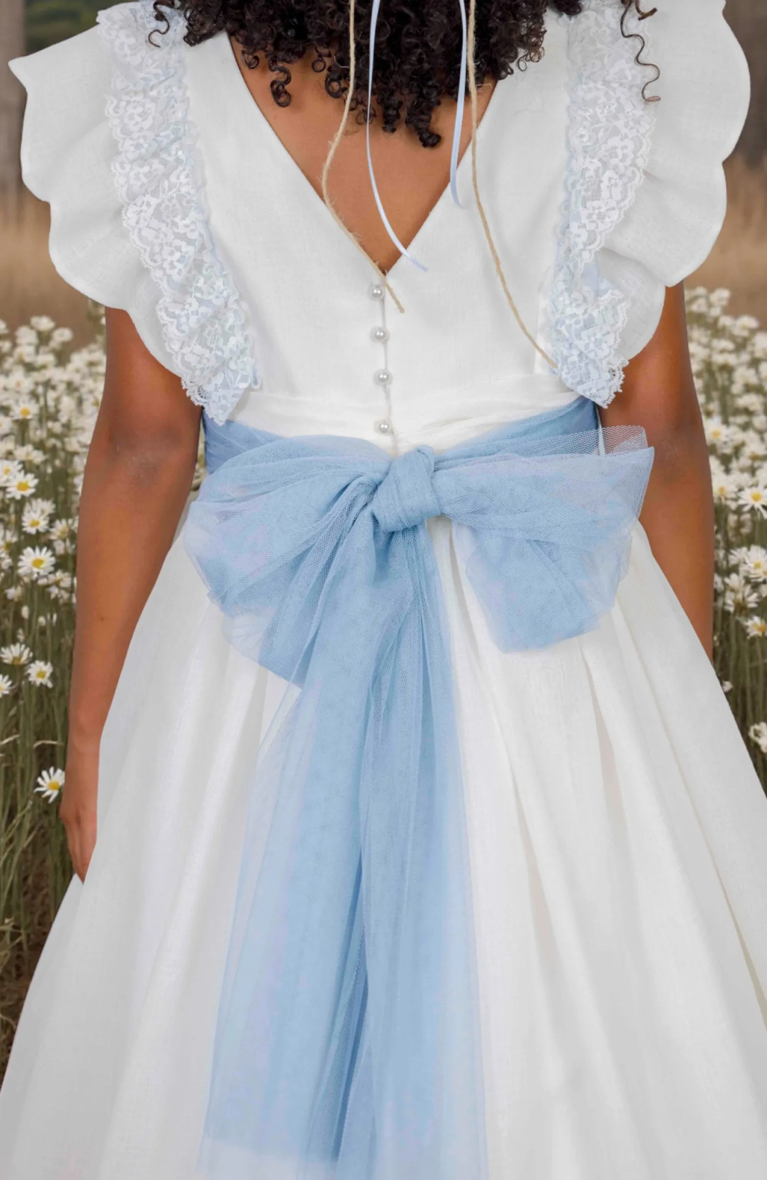 vestido Comunión niña volantes en pechera Claude