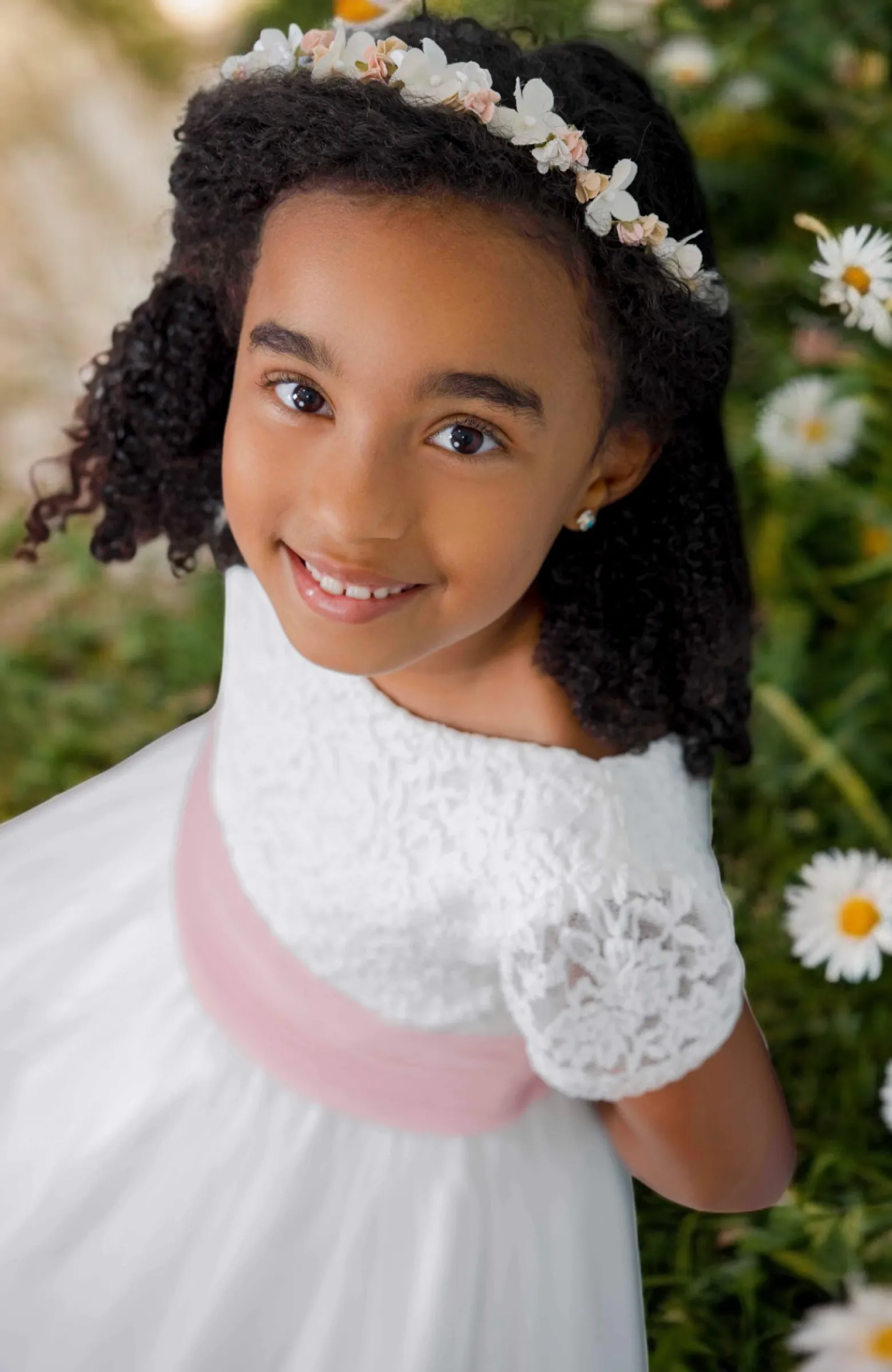 Vestido de Comunión con fajín bordado Celia