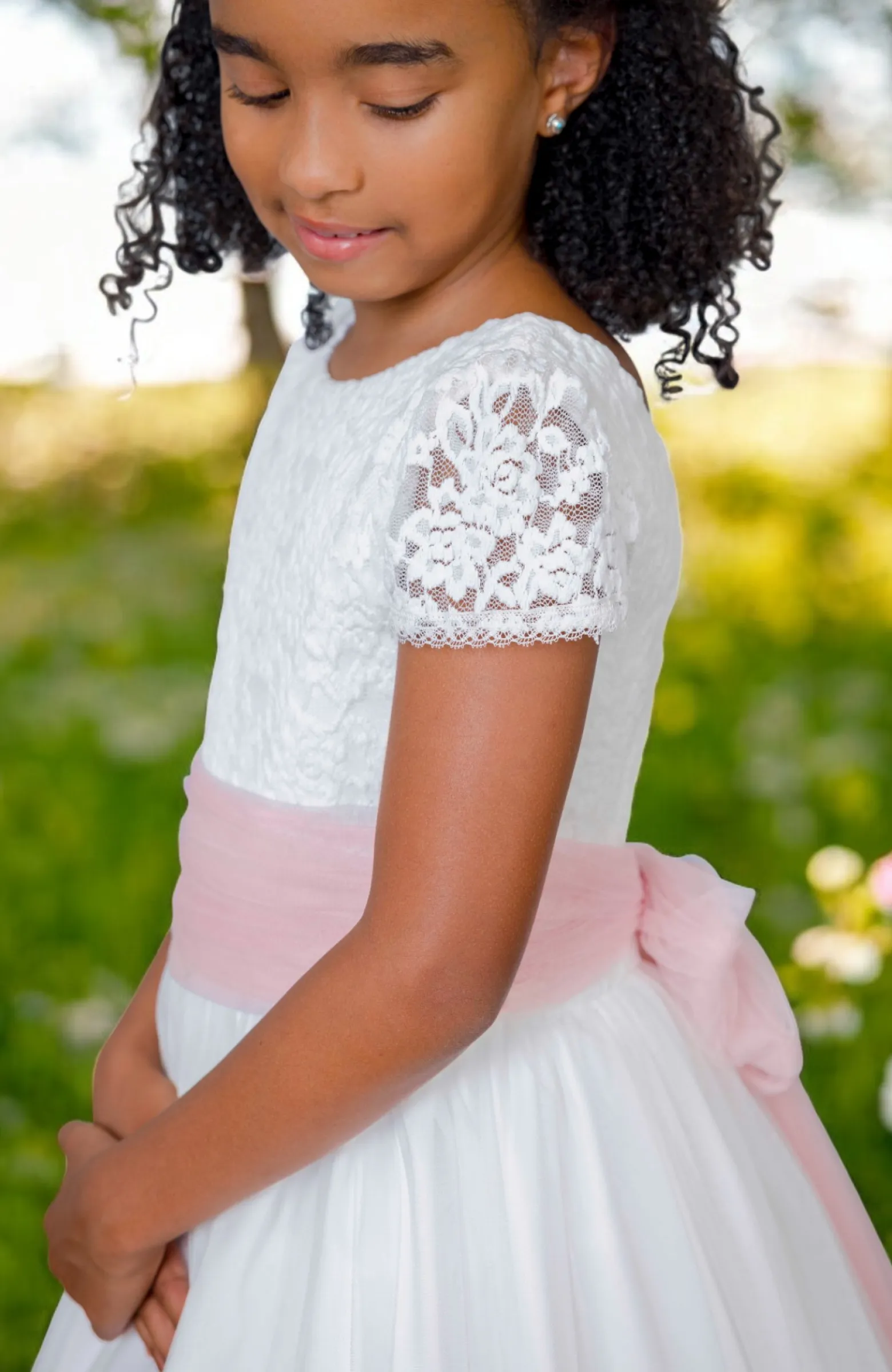 Vestido de Comunión con fajín bordado Celia