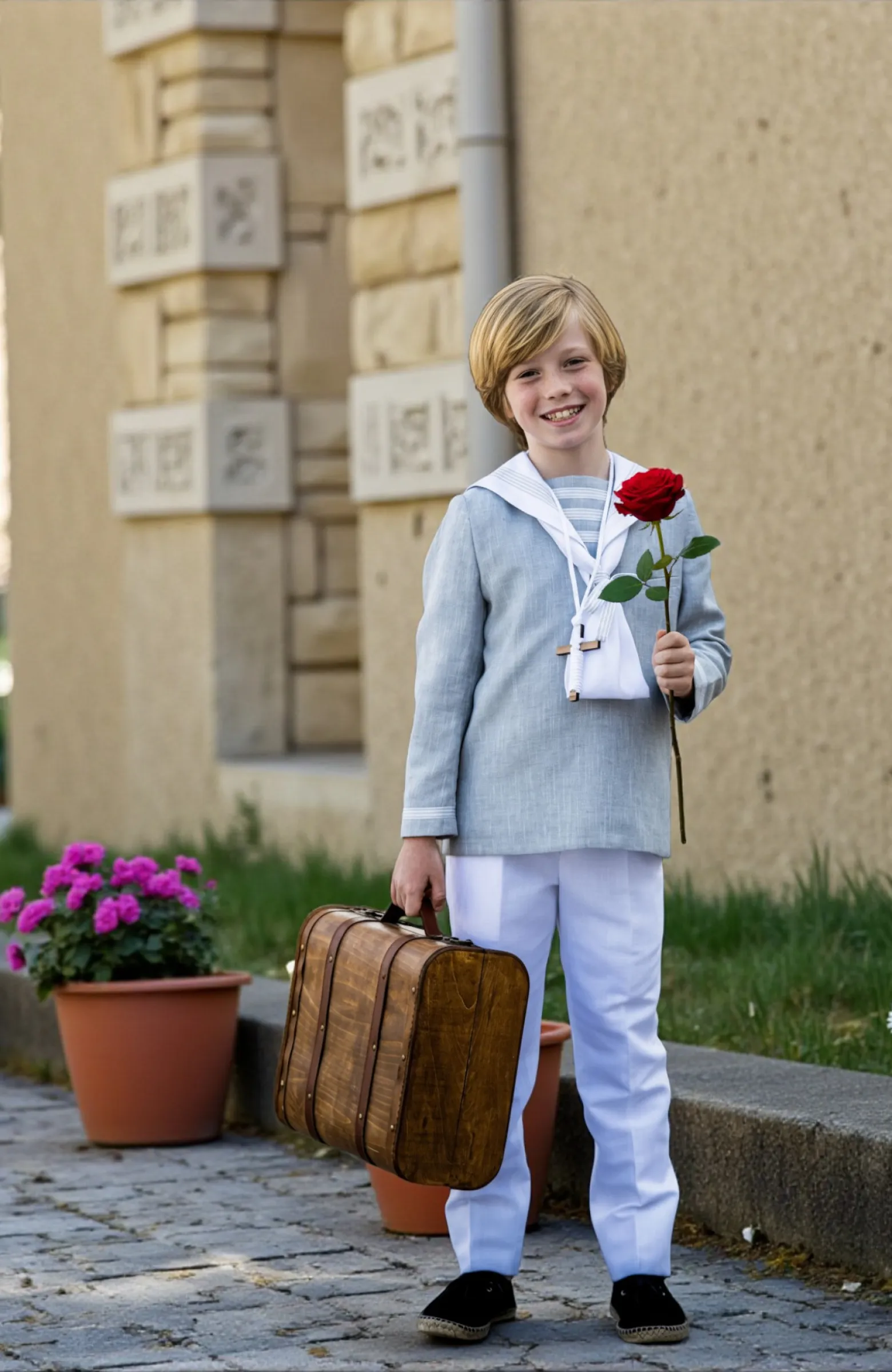 Esos grandes detalles Traje de Comunión Marinero lino gris en san Fernando de Henares