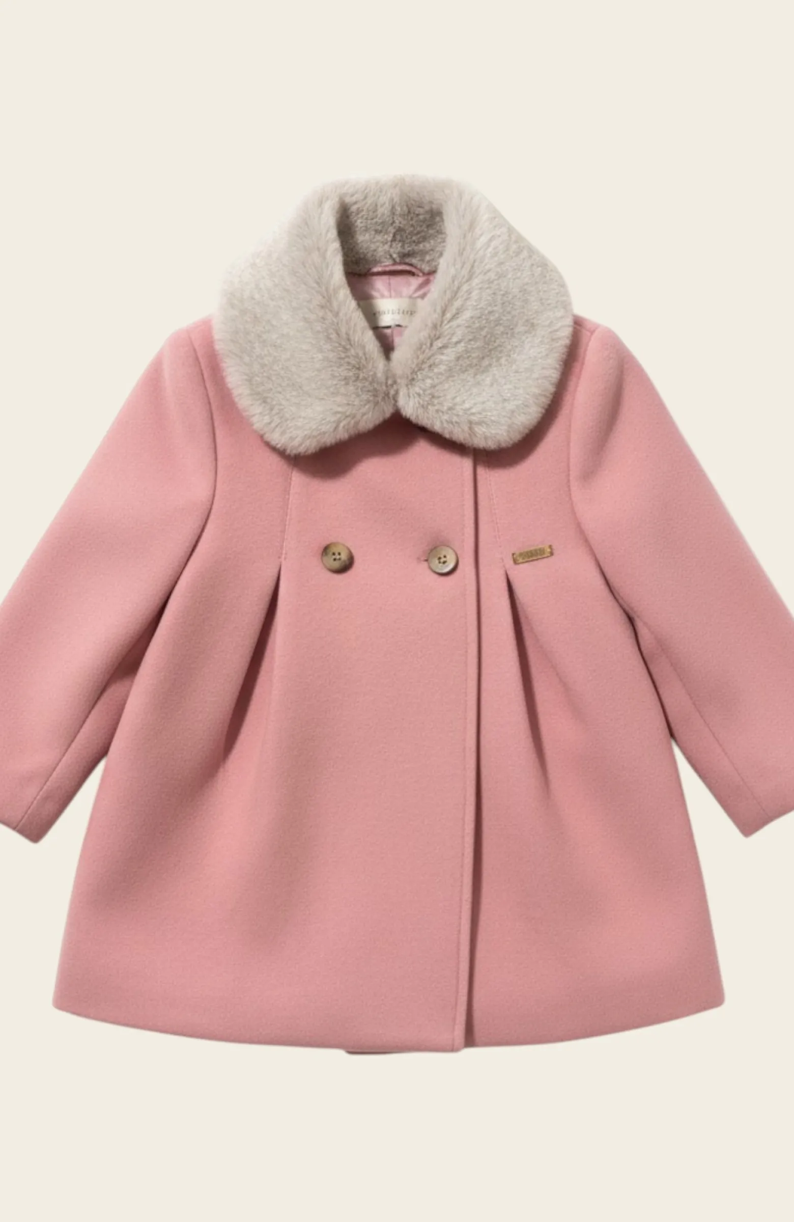 Abrigo de niña de paño Rosa