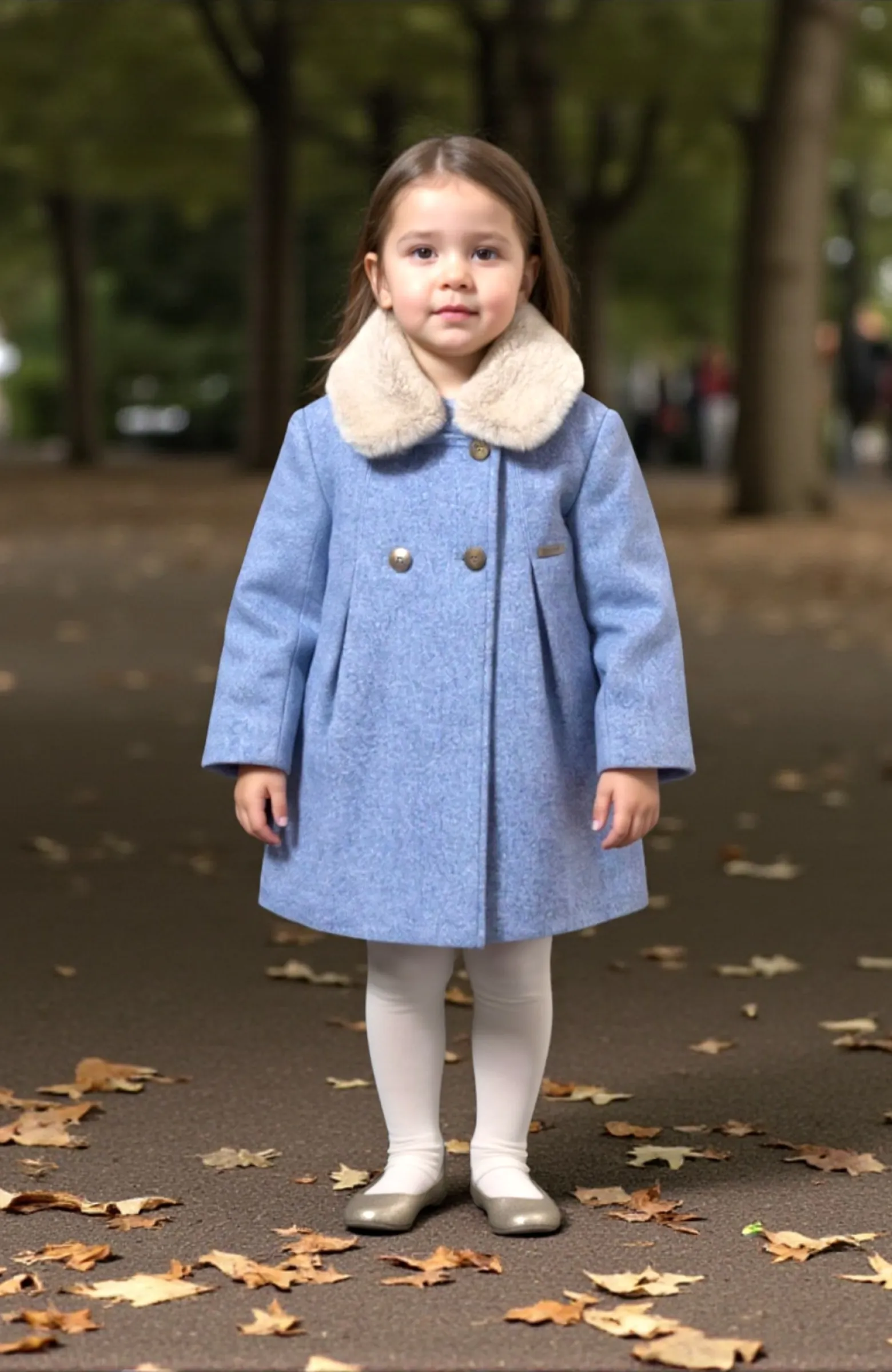 Abrigo niña paño Celeste Abrigo niña paño Celeste