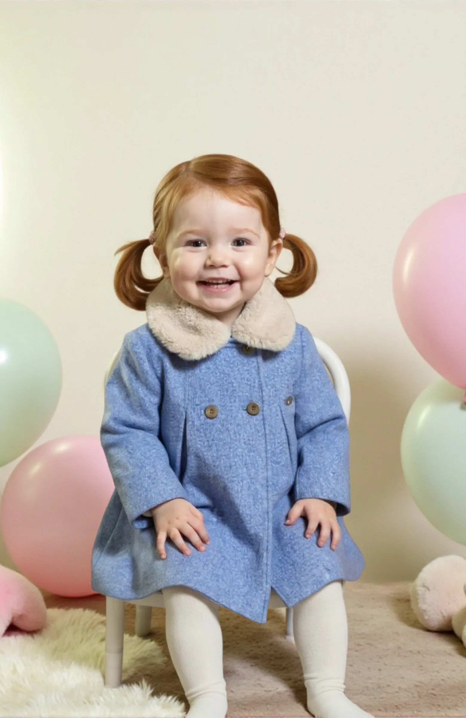 Abrigo niña paño Celeste