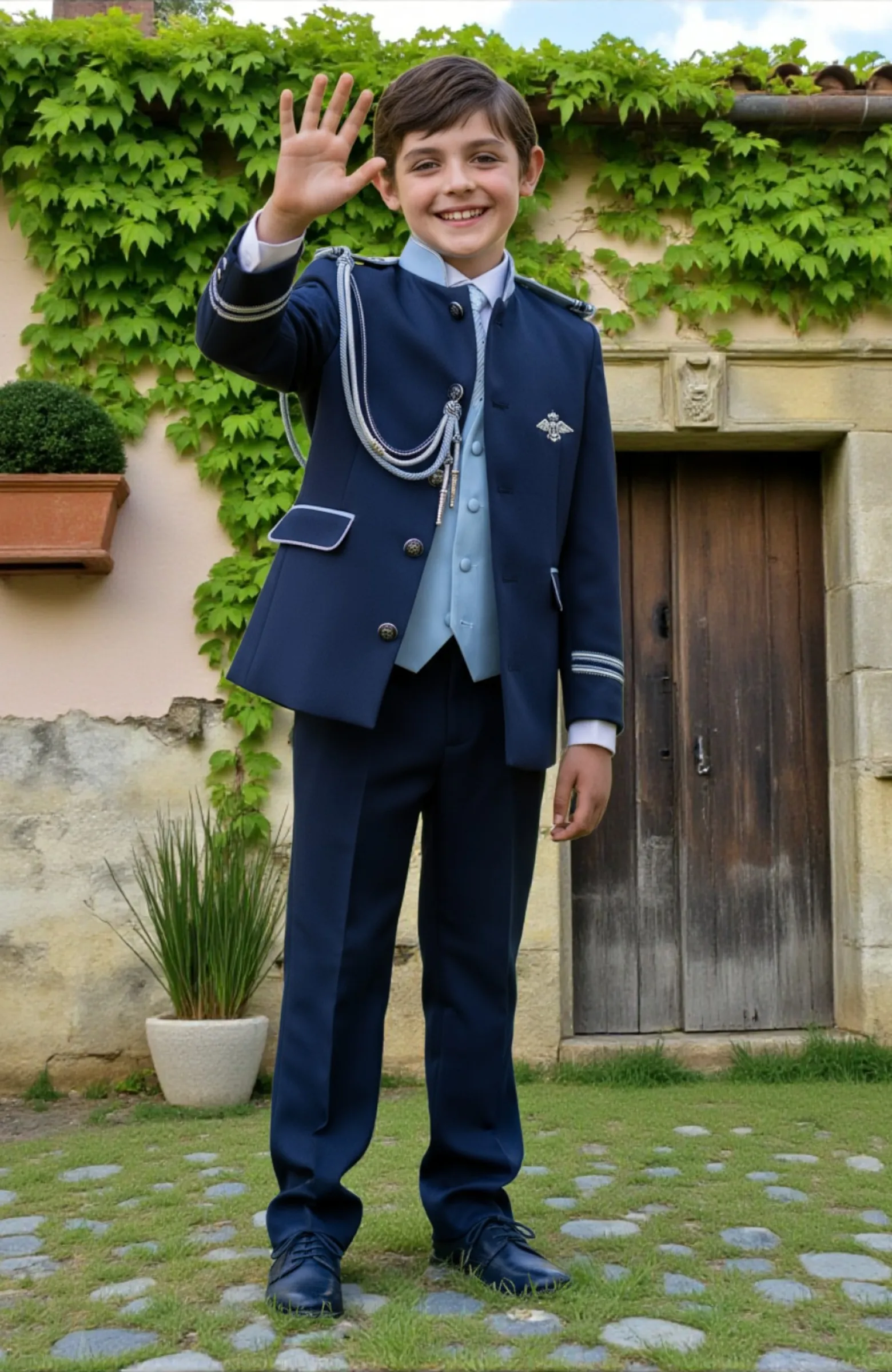 un dia para recordar toda la vida Traje de Almirante de niño para Comunión marino con cuello Mao