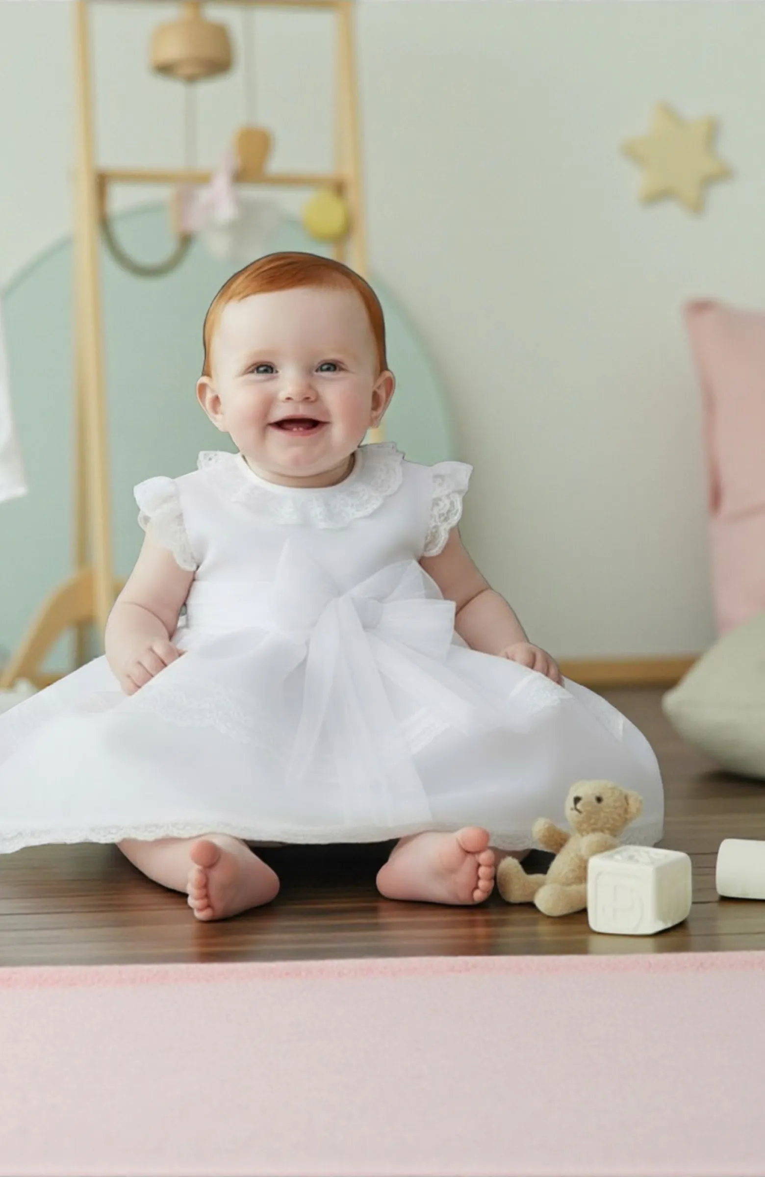 Vestido Bautizo niña Blanco puro Ainara