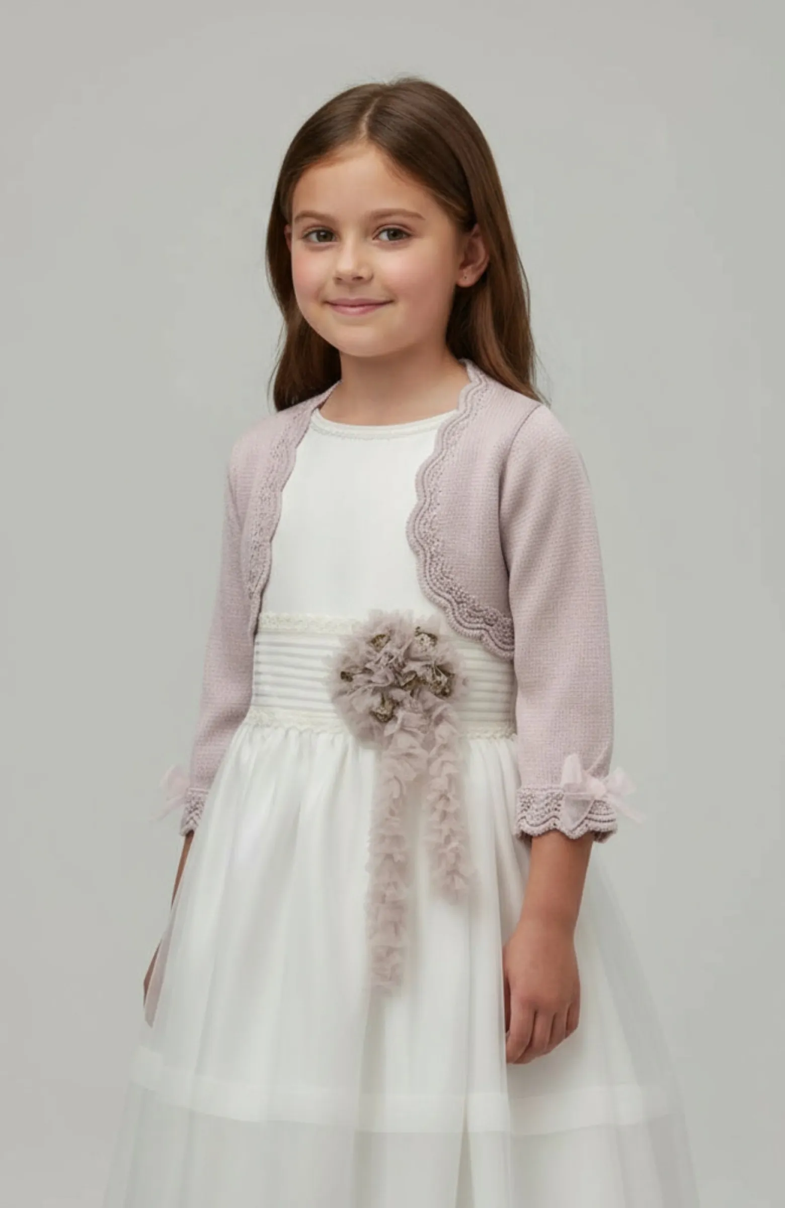 Chaqueta niña ceremonia rosa metalizado Cidones Chaqueta niña ceremonia rosa metalizado Cidones