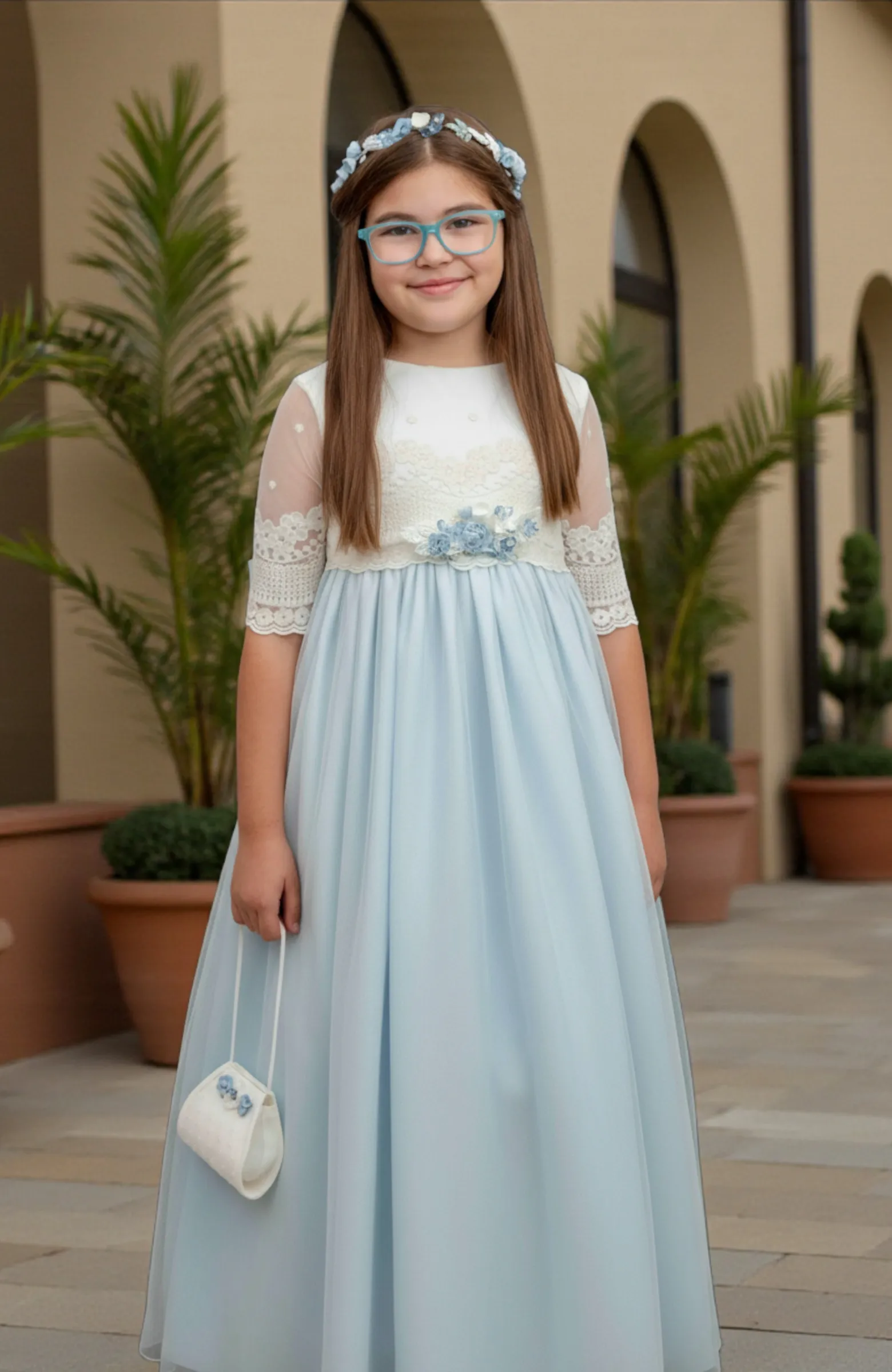 Vestido Comunión azul Dalia