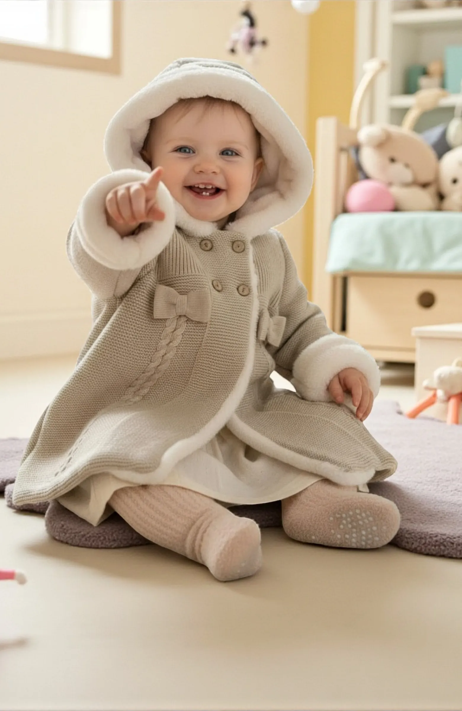 Abrigo bebé lanita con capucha Tron Abrigo bebé lanita con capucha Tron