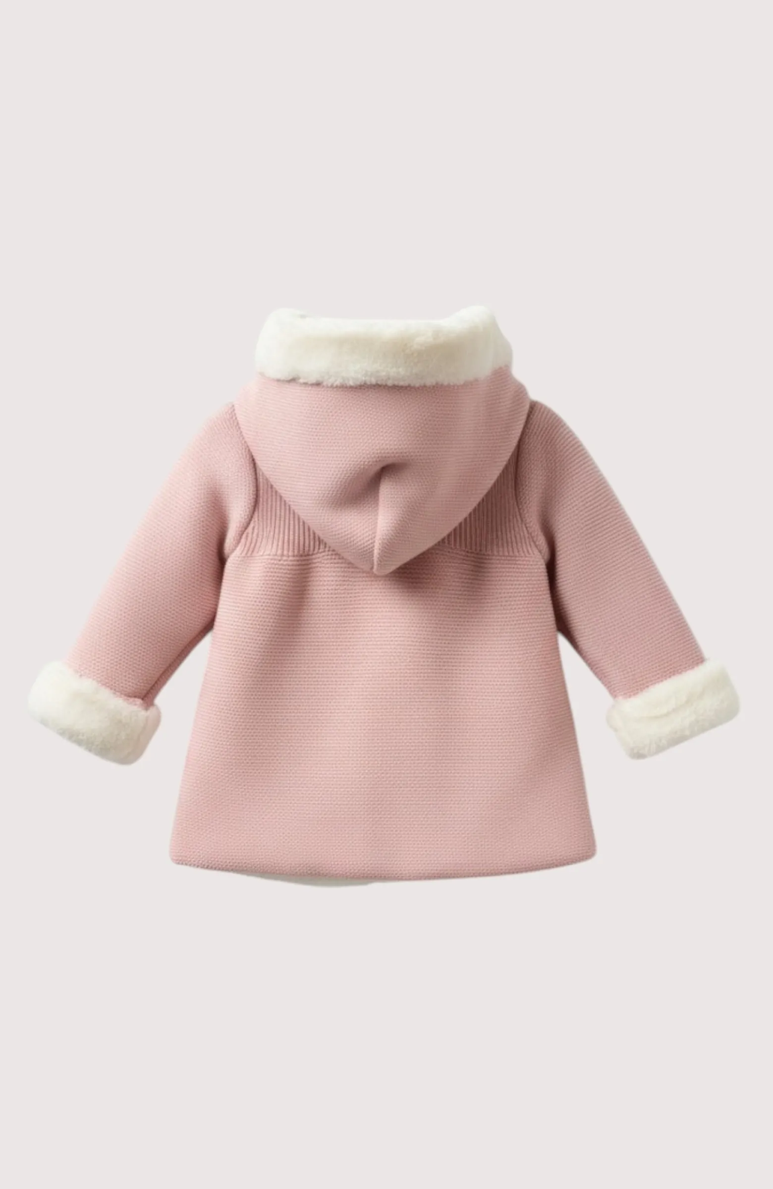 Abrigo bebe punto con capucha  rosa Abrigo bebe punto con capucha  rosa