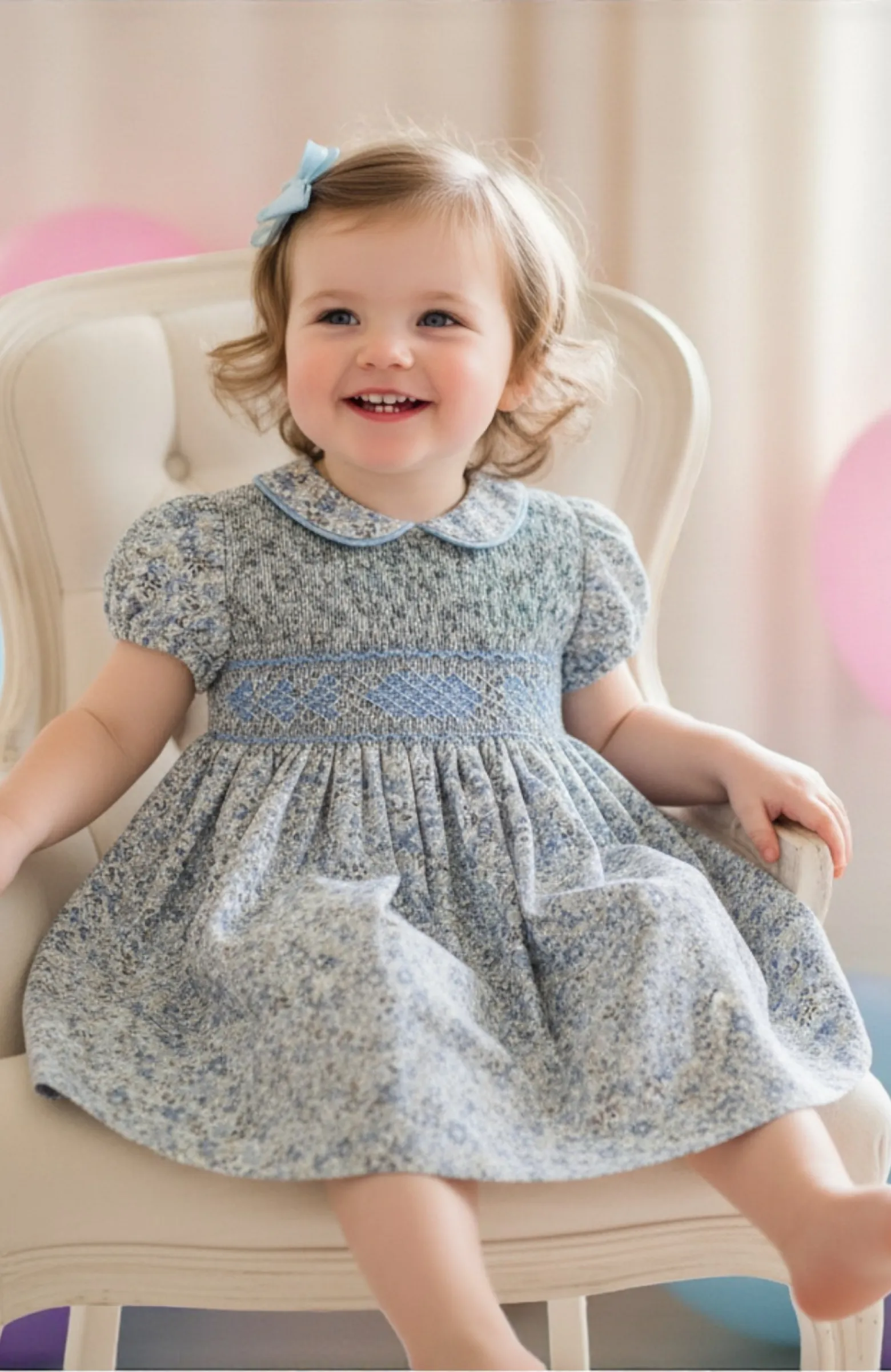 Vestido de nido de Abeja Noemí Vestido infantil con nido de abeja  hecho en España Noemí