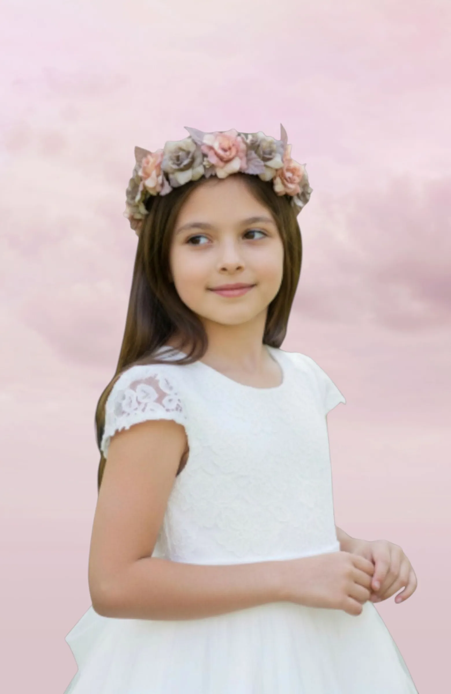 Corona niña Comunión rosa