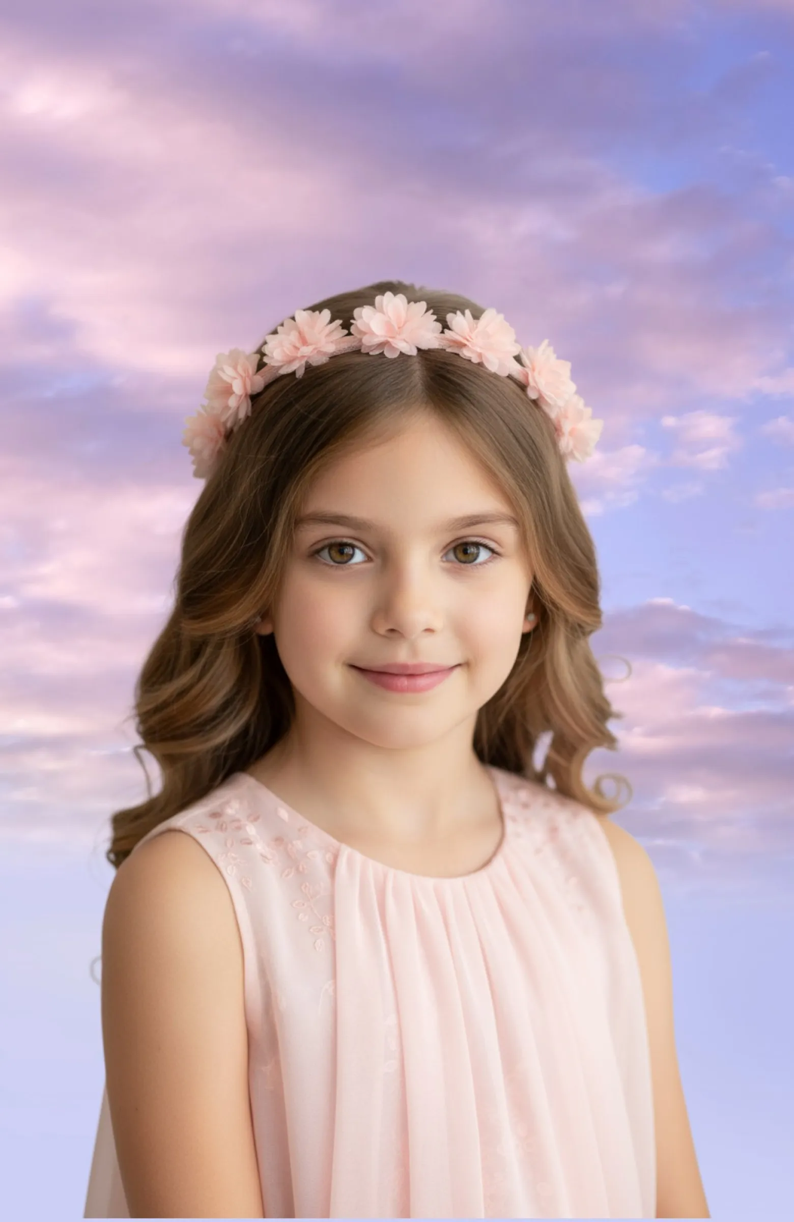 Corona niña ceremonia rosa