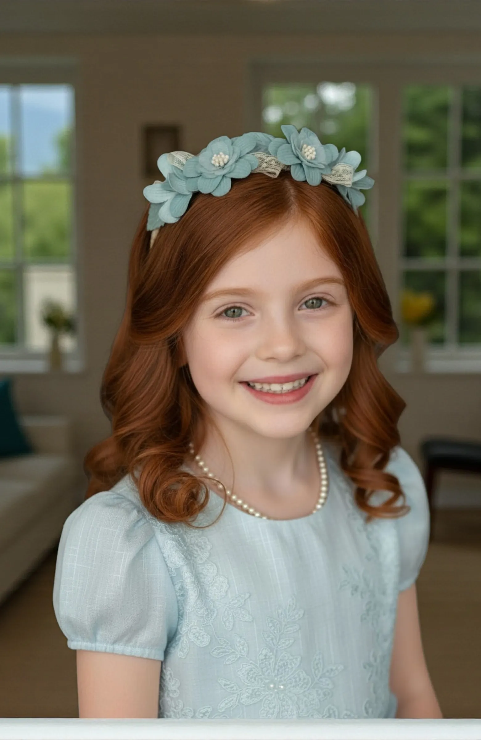 Corona niña Comunión verde