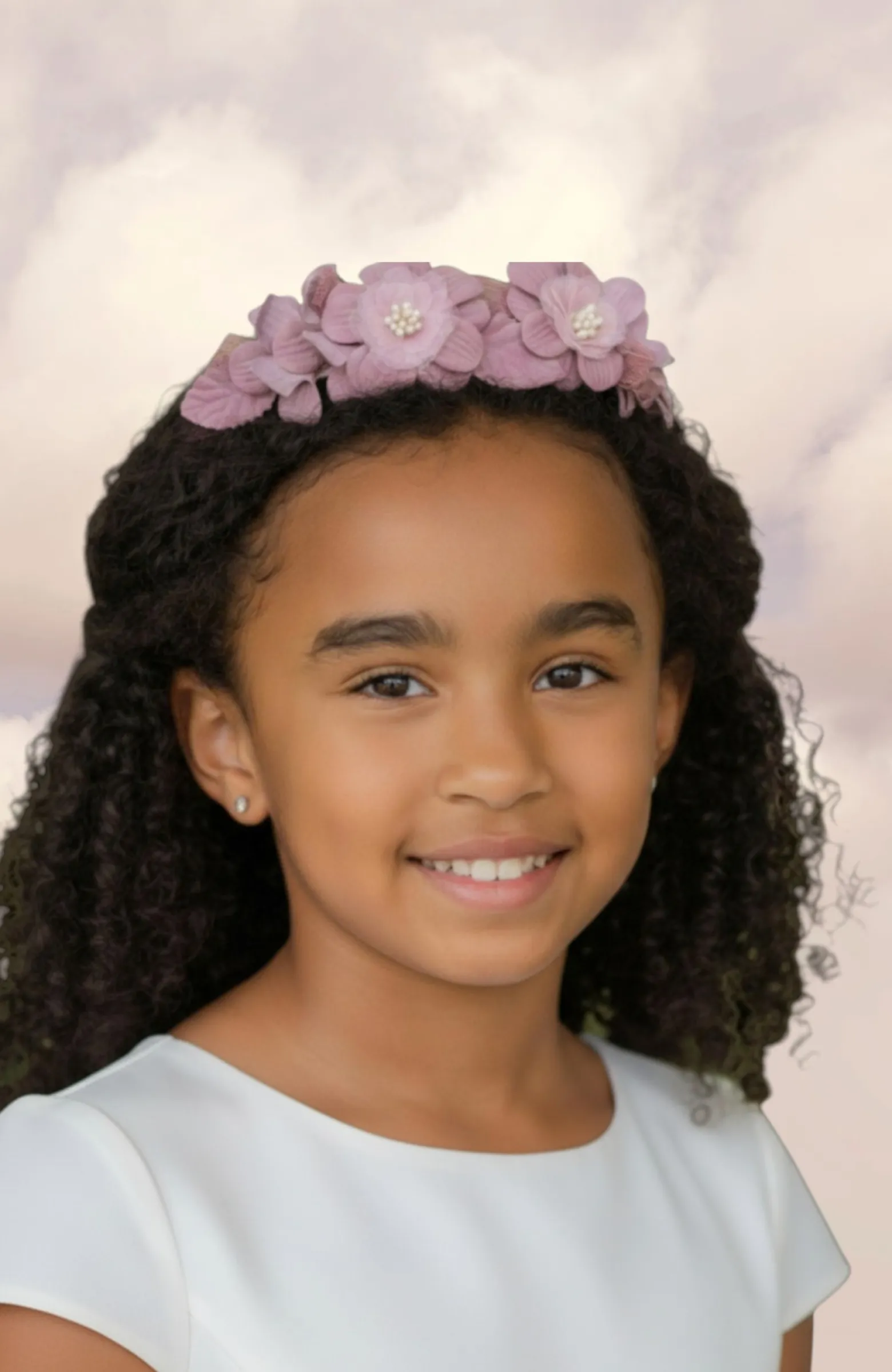 Corona niña ceremonia rosa