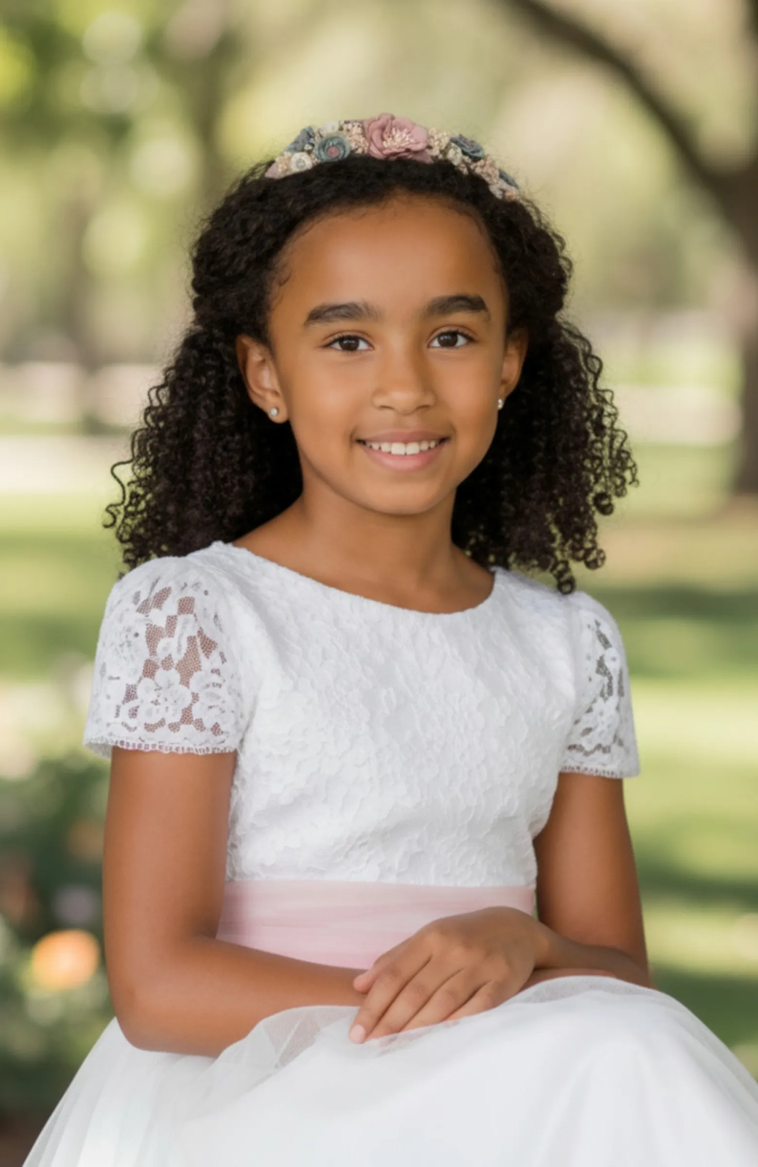 Corona niña Comunion rosa