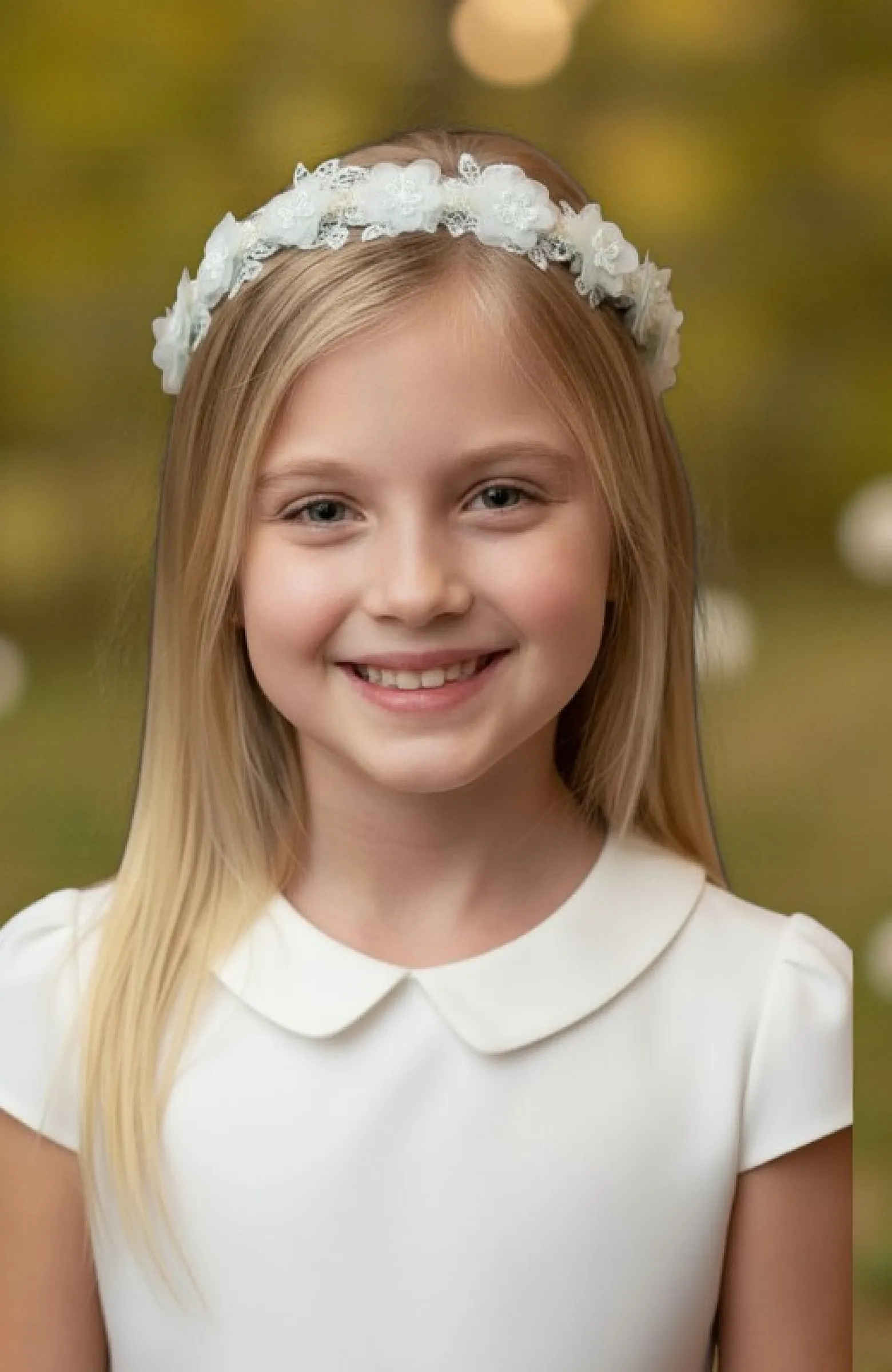 Corona niña ceremonia verde clarita