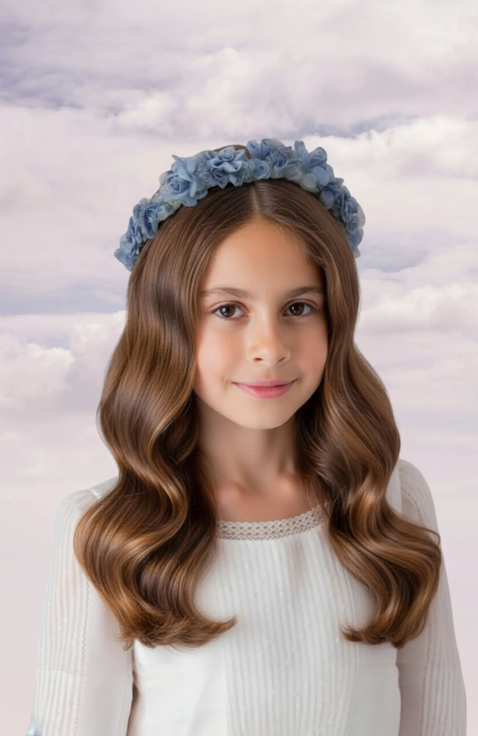 Corona niña Comunión azul