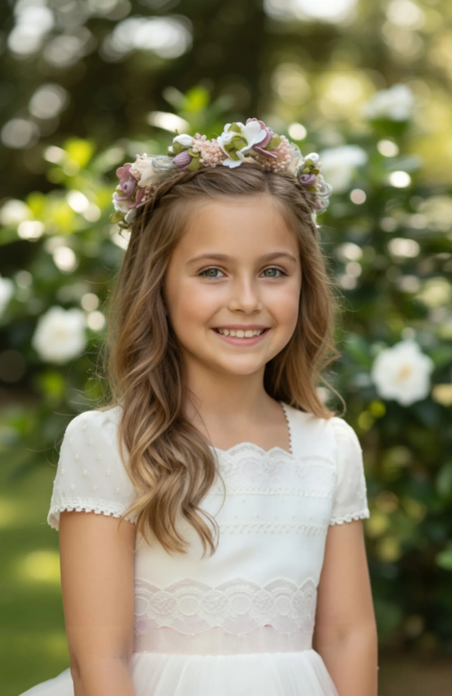 Corona niña Comunion rosada