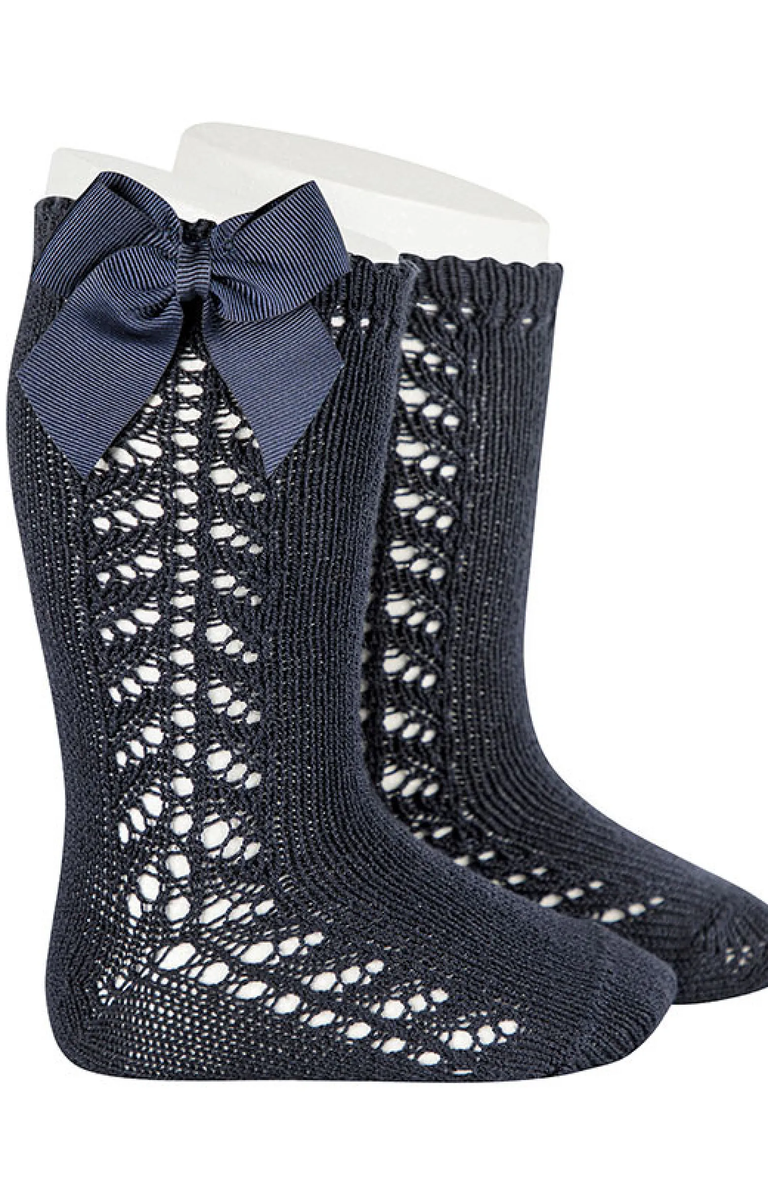 Calcetín alto calado lazo Condor Marino