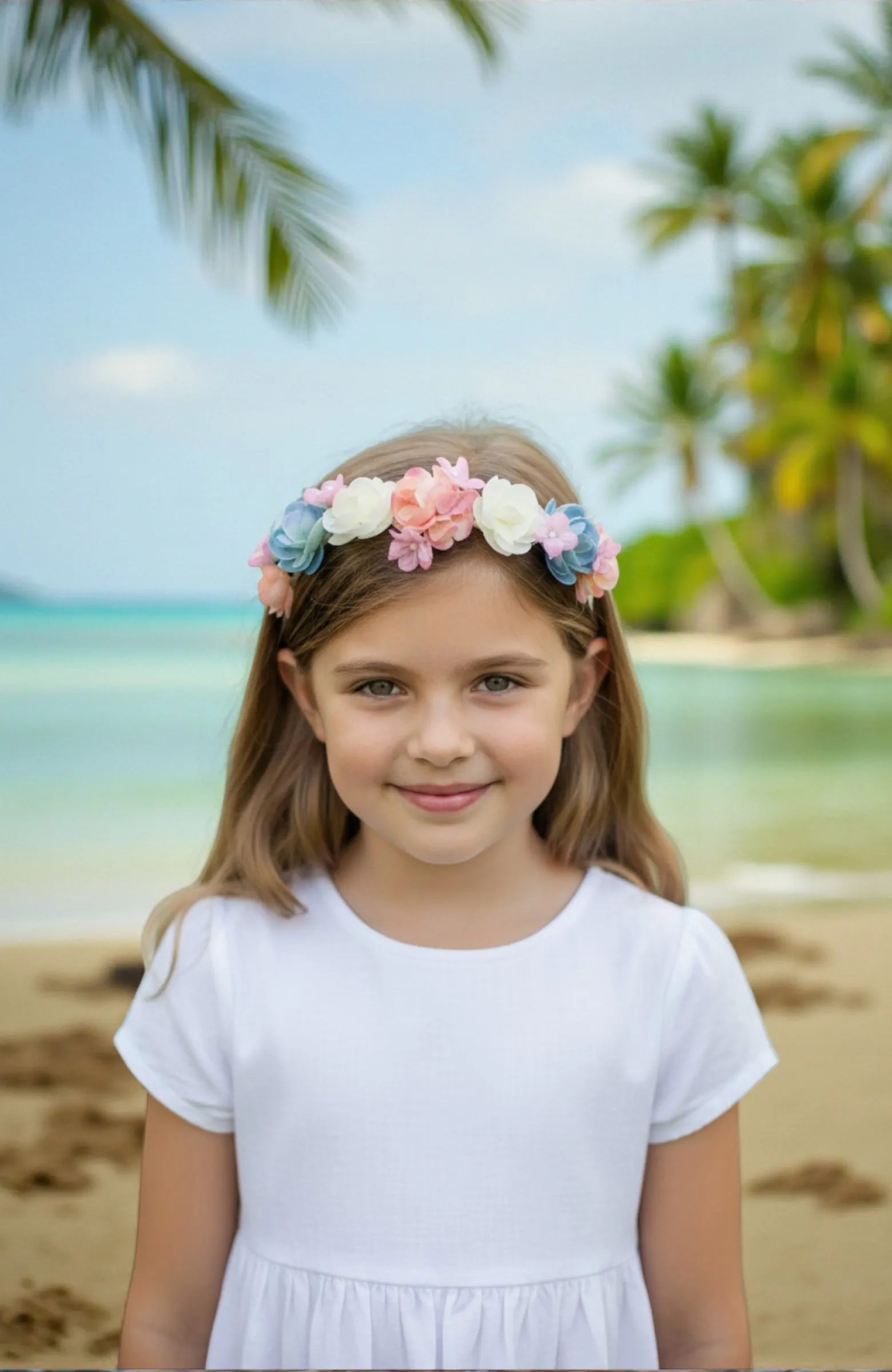 Corona niña Ceremonia flores multicolor