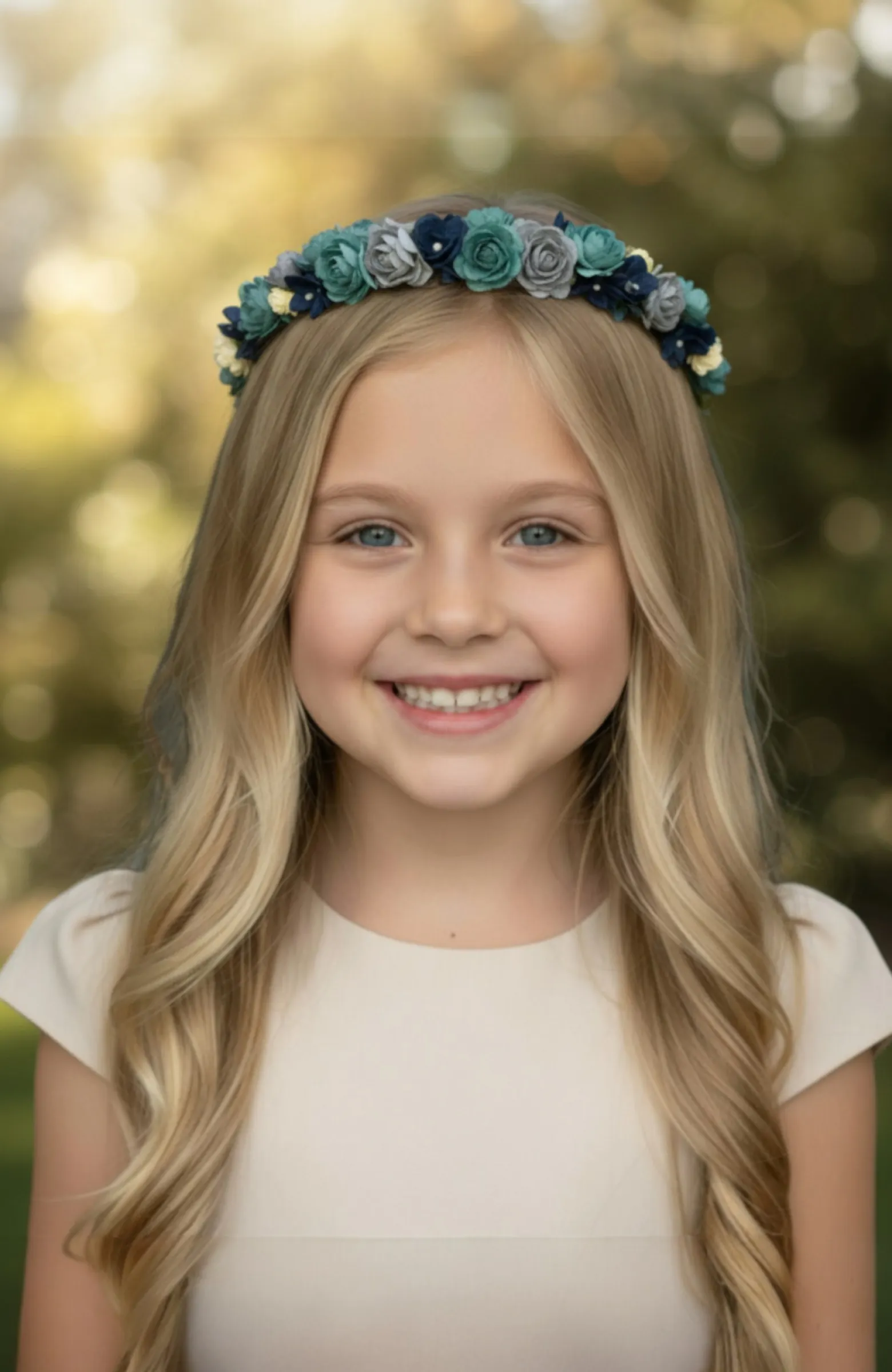 Corona niña Comunión verde