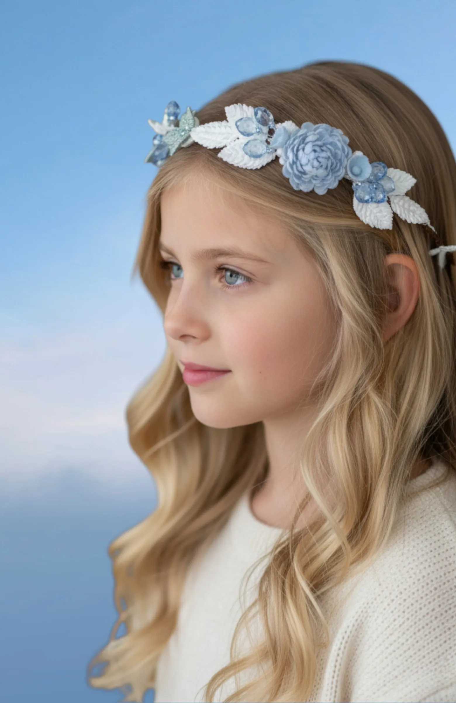 Corona niña Comunión azul 