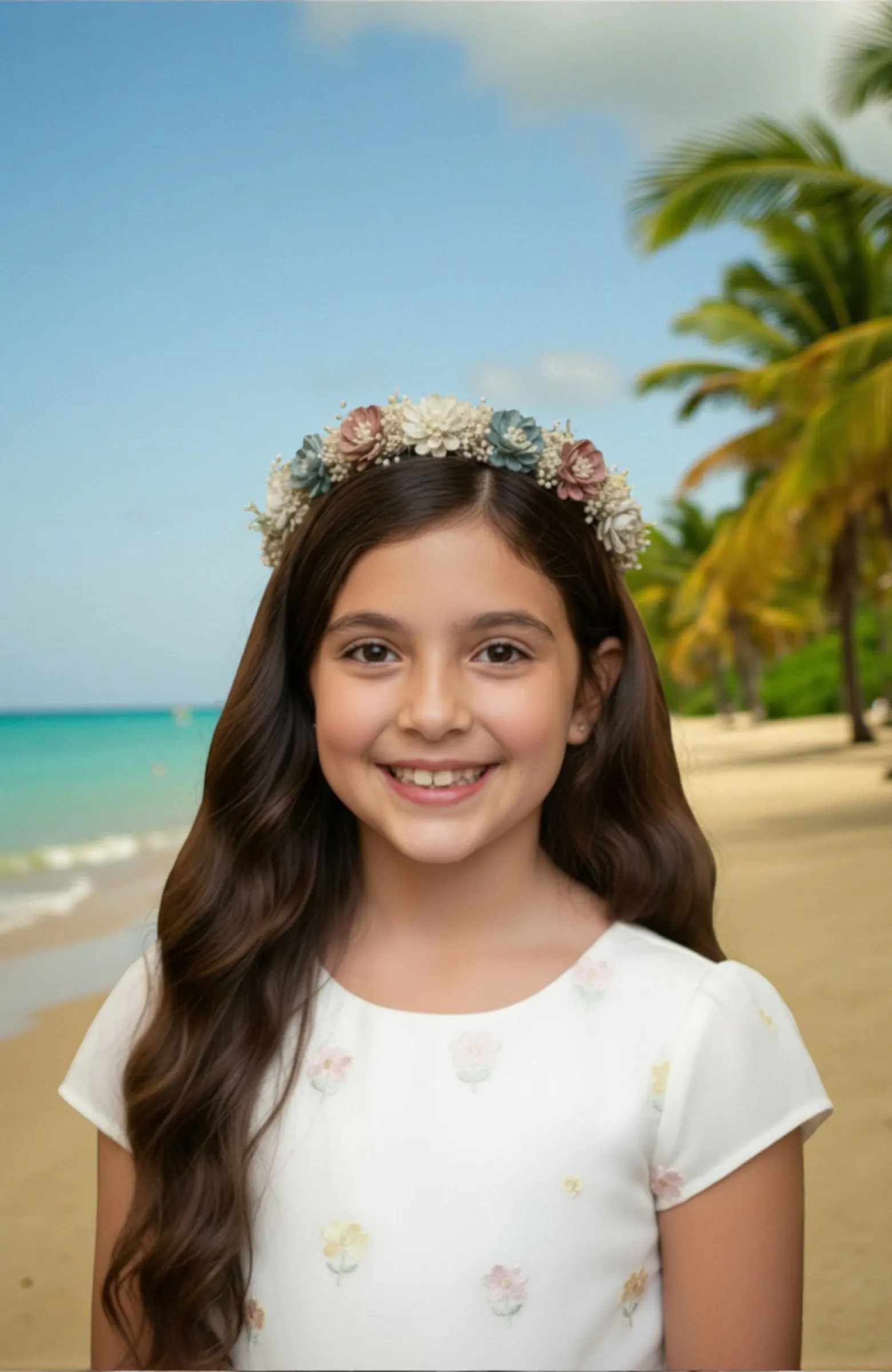 Corona flores niña Ceremonia multicolor