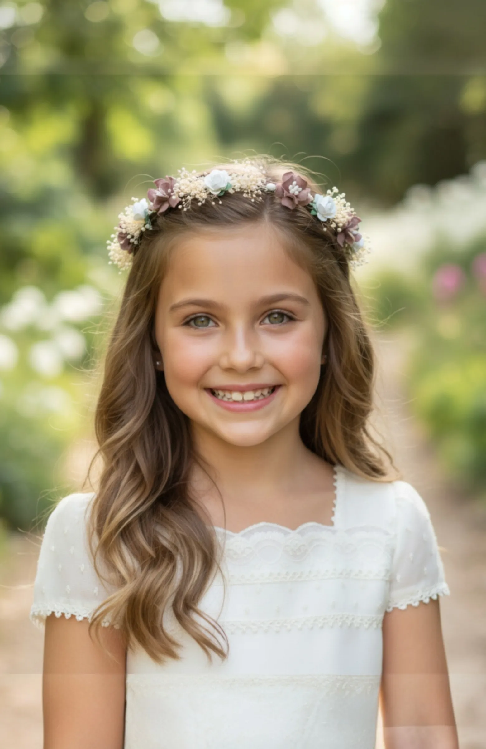 Corona niña Comunión rosa