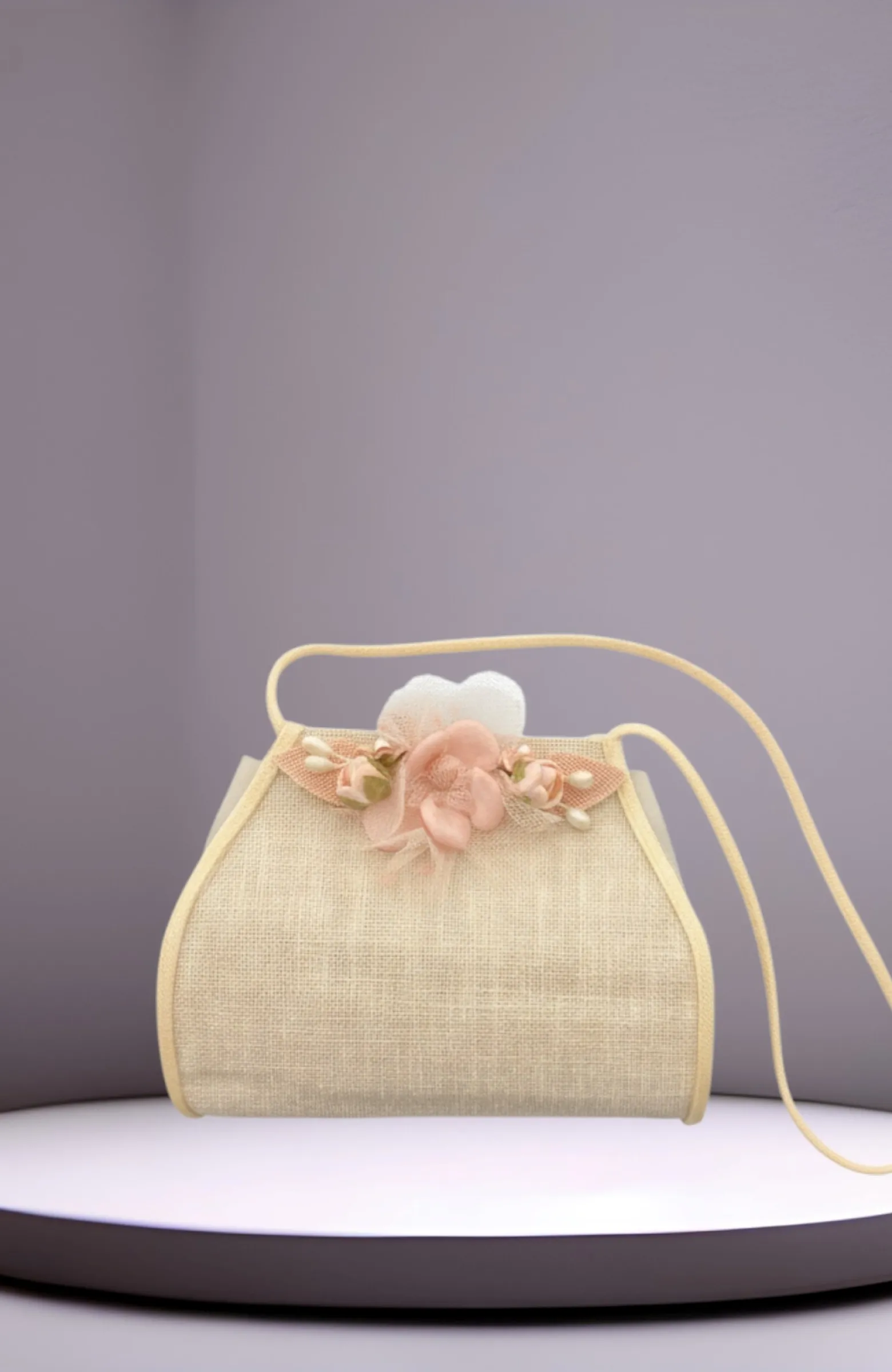 Bolsito niña ceremonia dorado con rosa