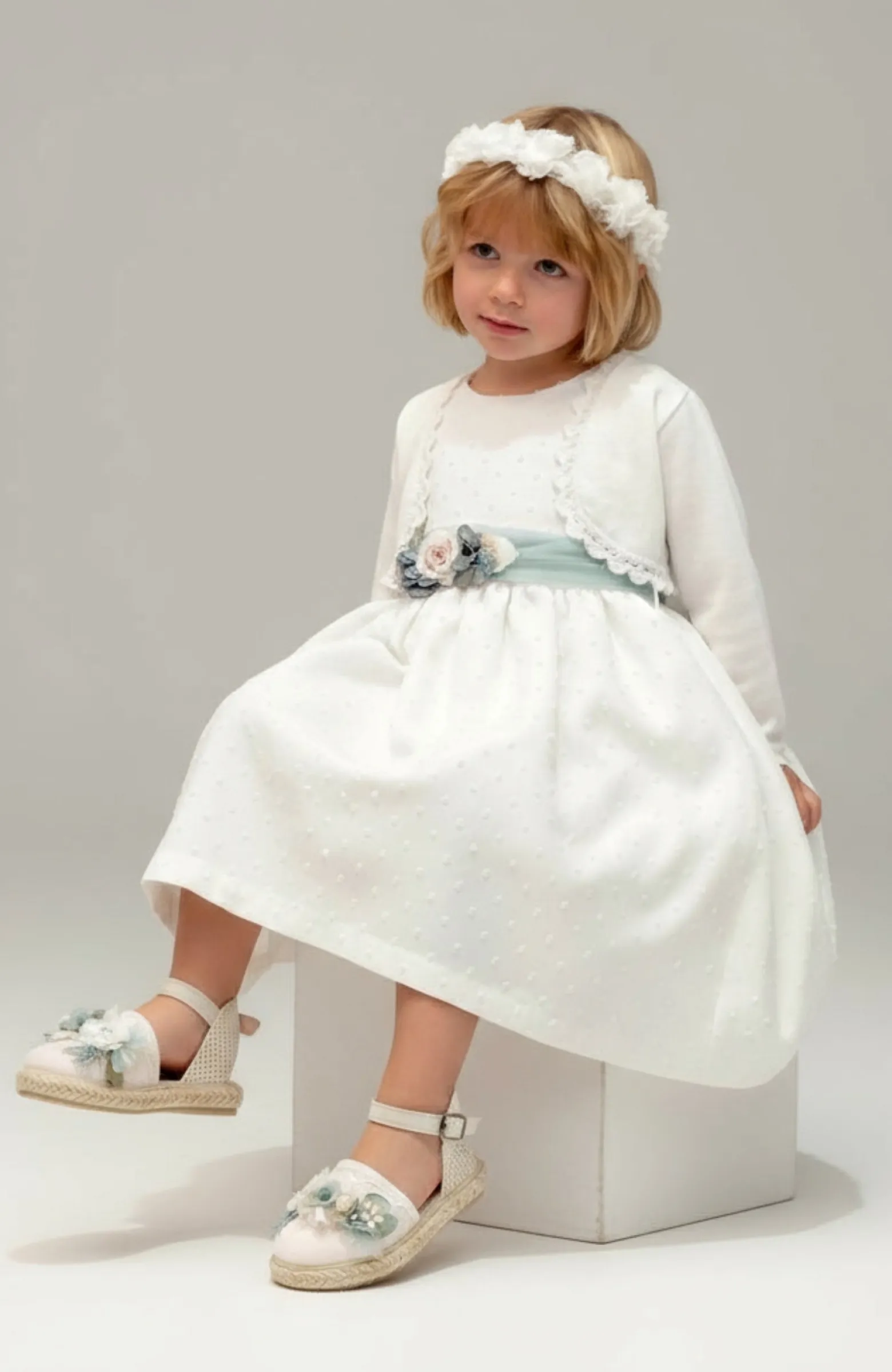 Esparteña niña Puve con detalle en verde