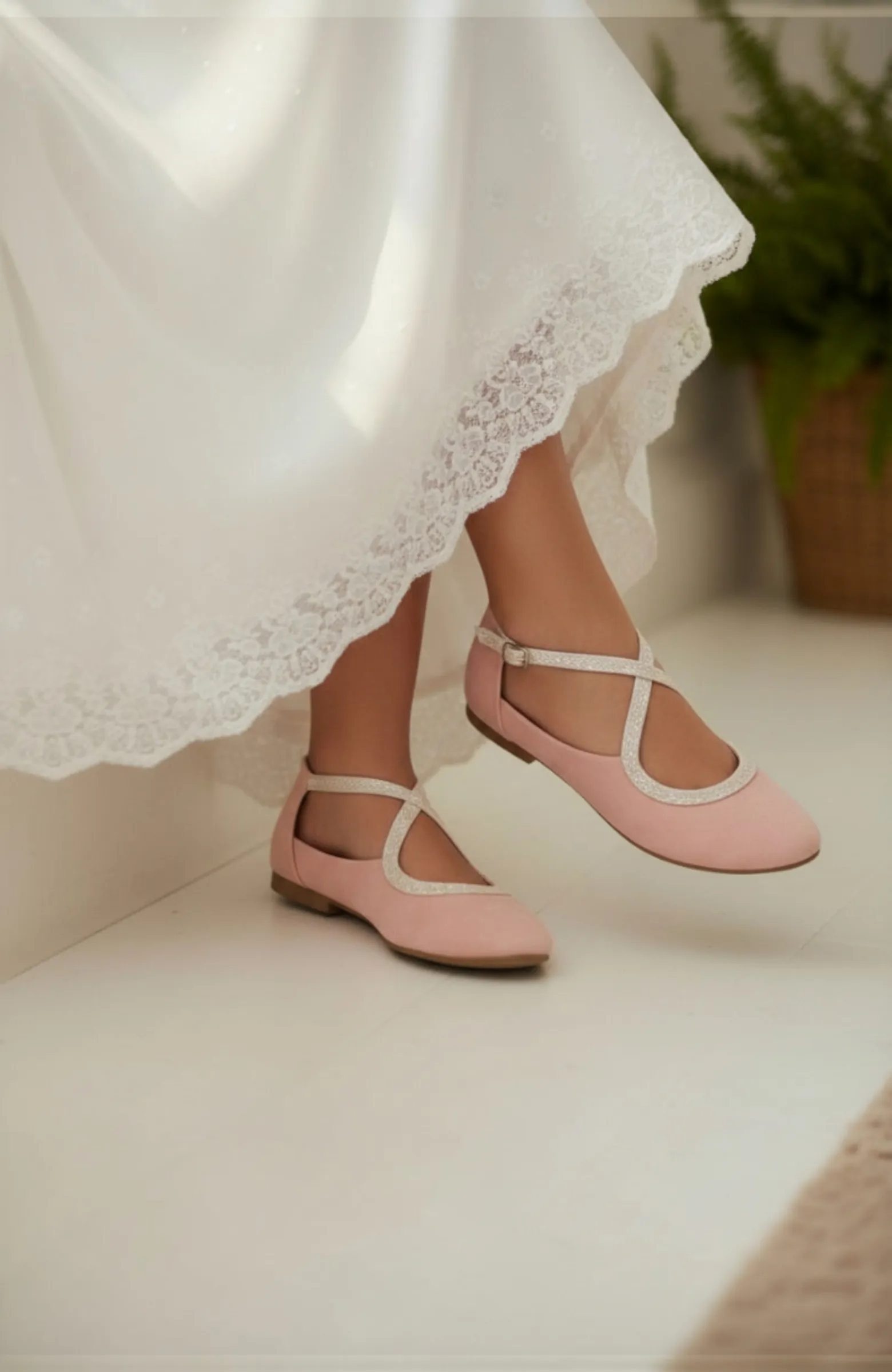 zapato niña Comunion rosa