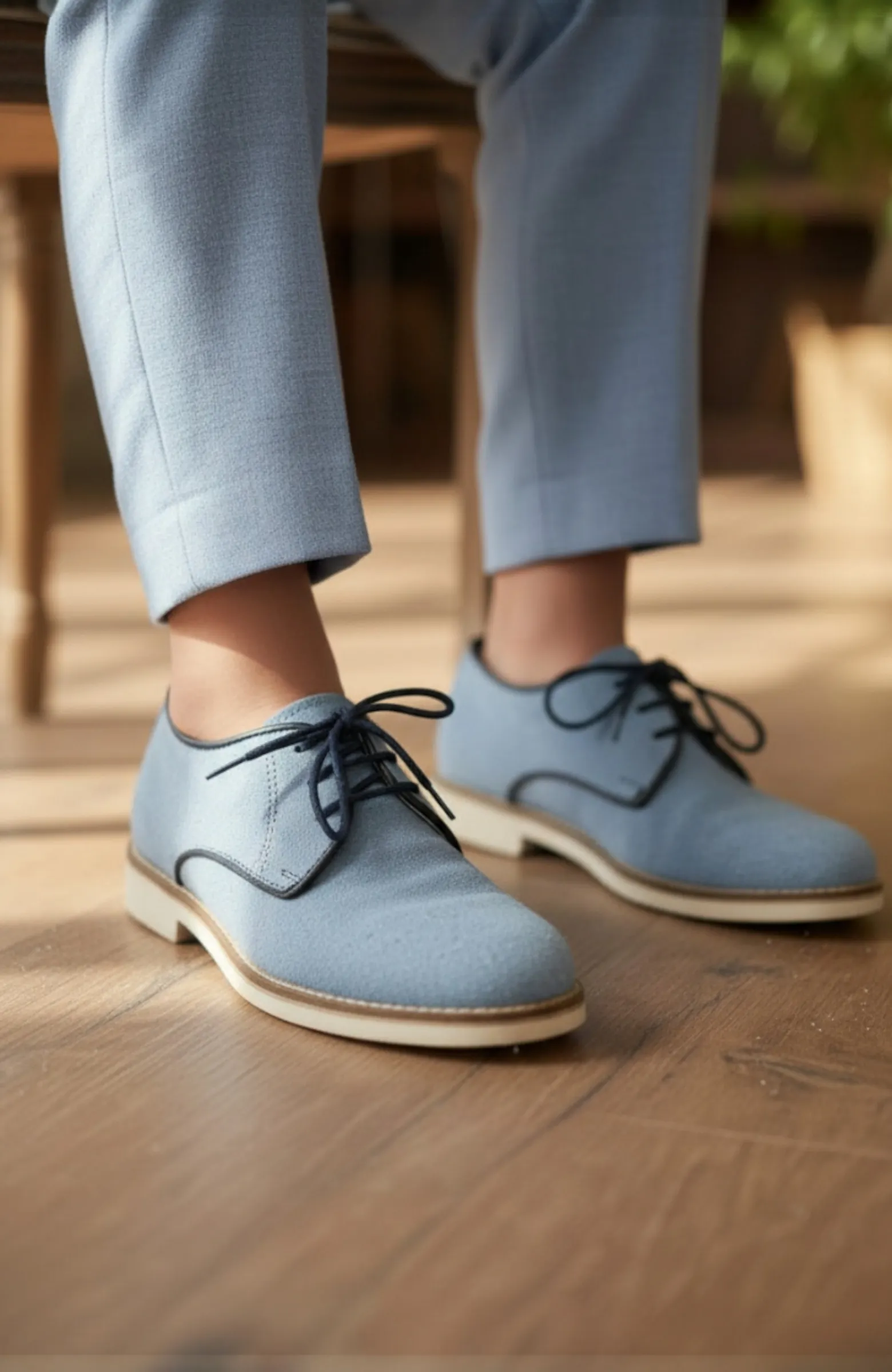 zapatos niño Comunión cordones celestes