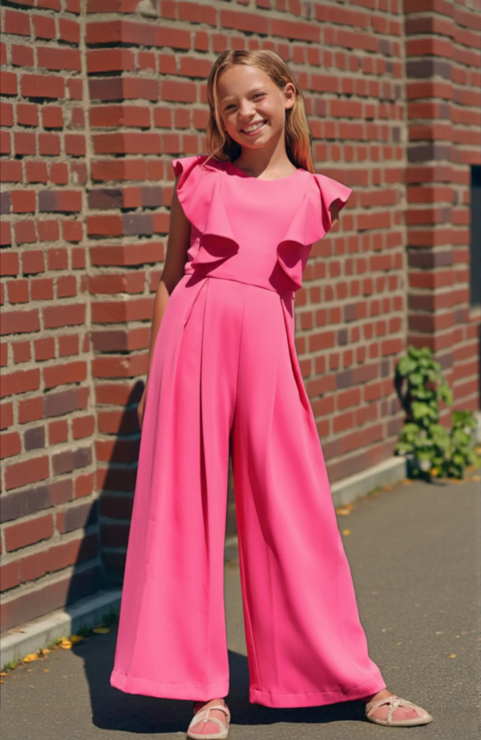 Mono niña volantes fucsia de Abel&Lula